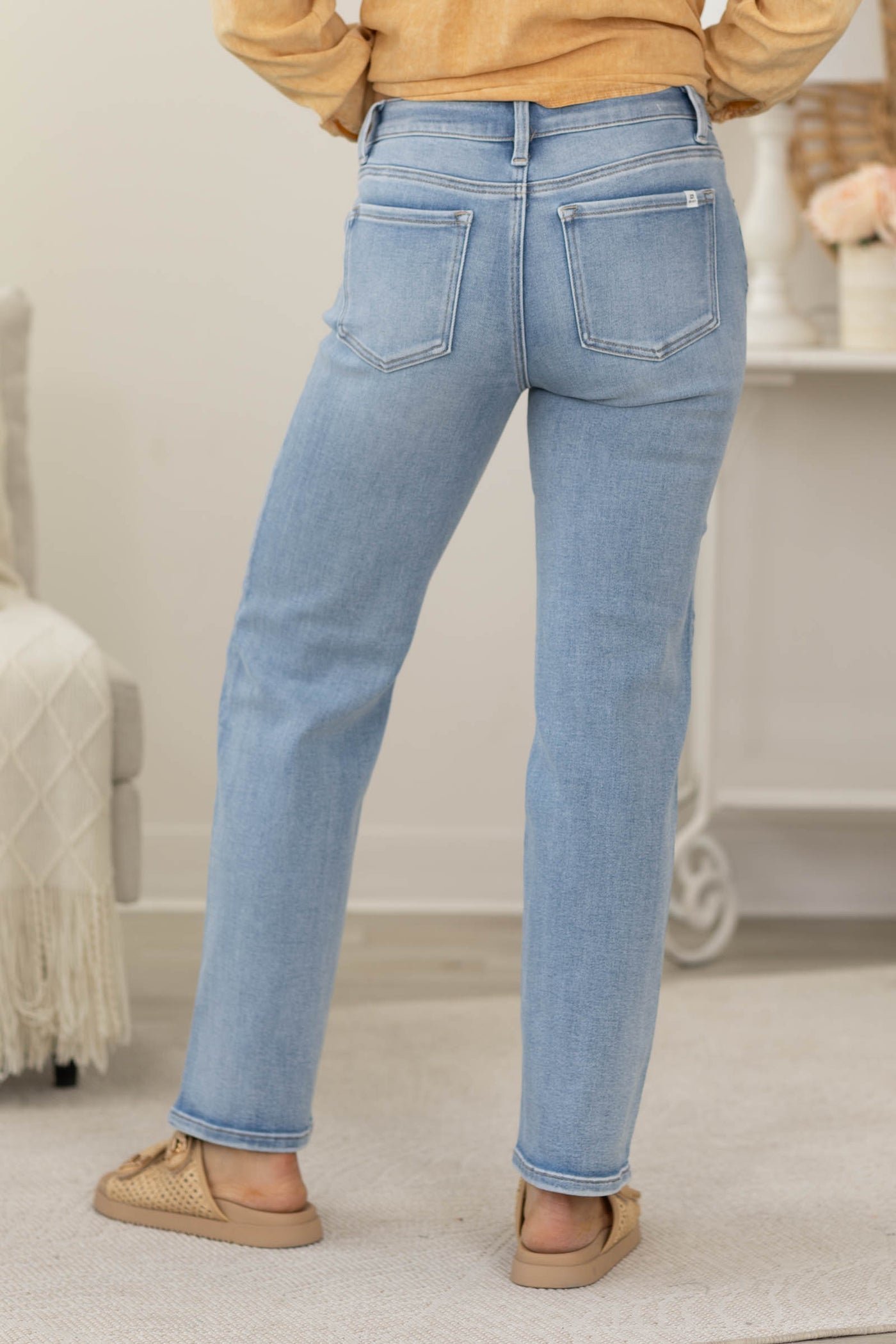 J21 Light Wash Mid Rise Straight Leg Jeans
