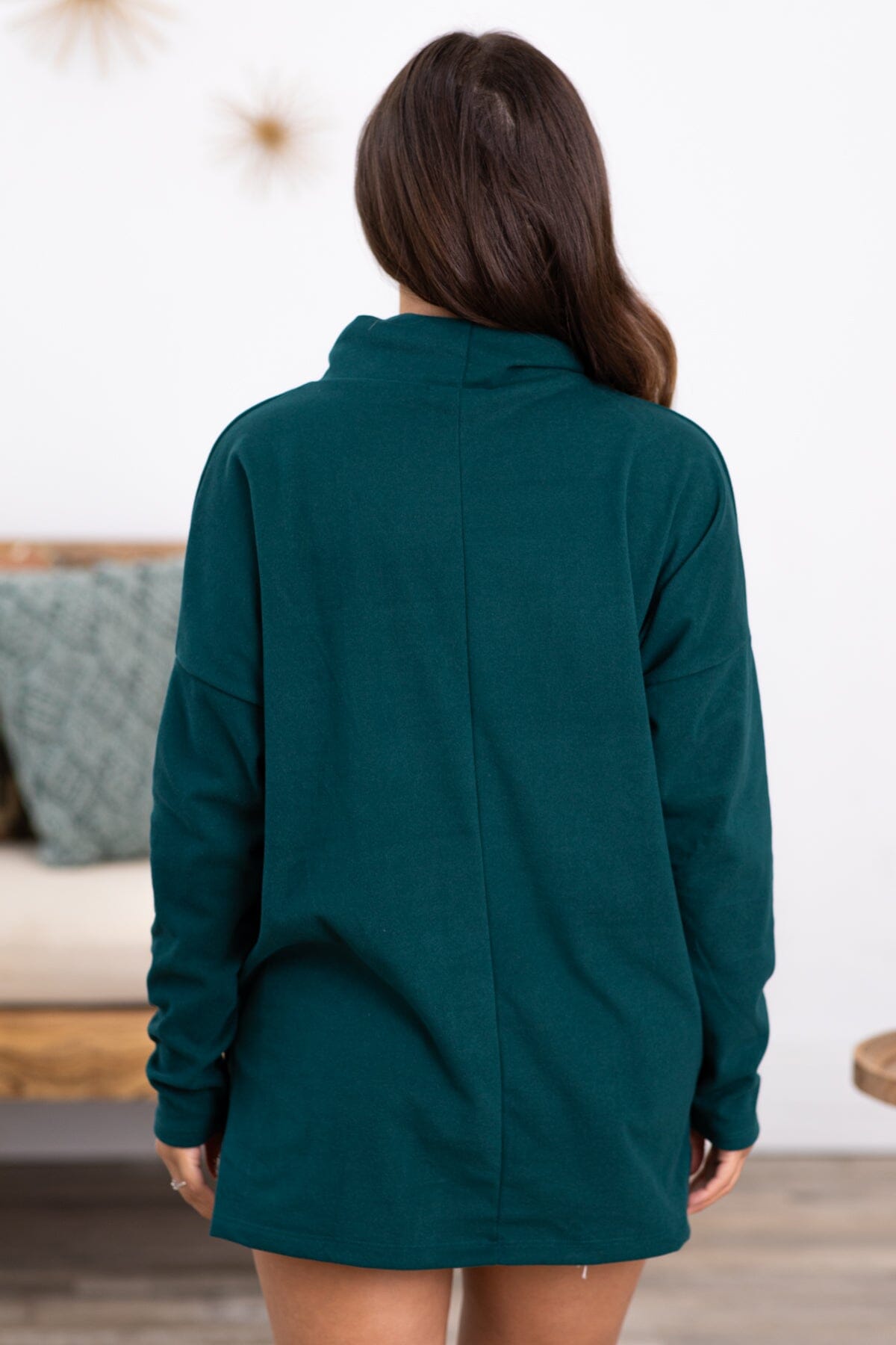 Emerald Green Cowl Neck Long Sleeve Top - Filly Flair