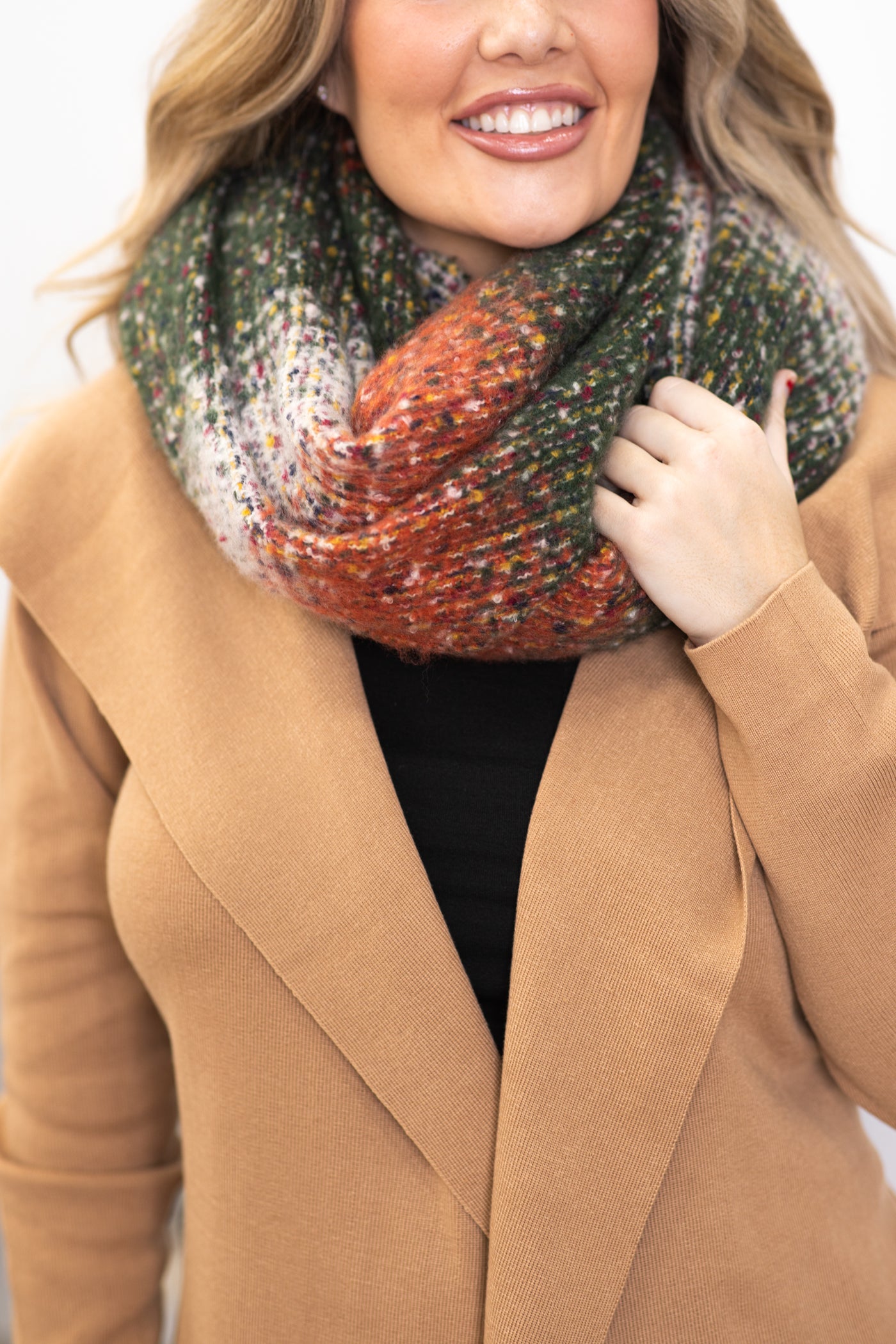 Olive and Rust Ombre Long Blanket Scarf