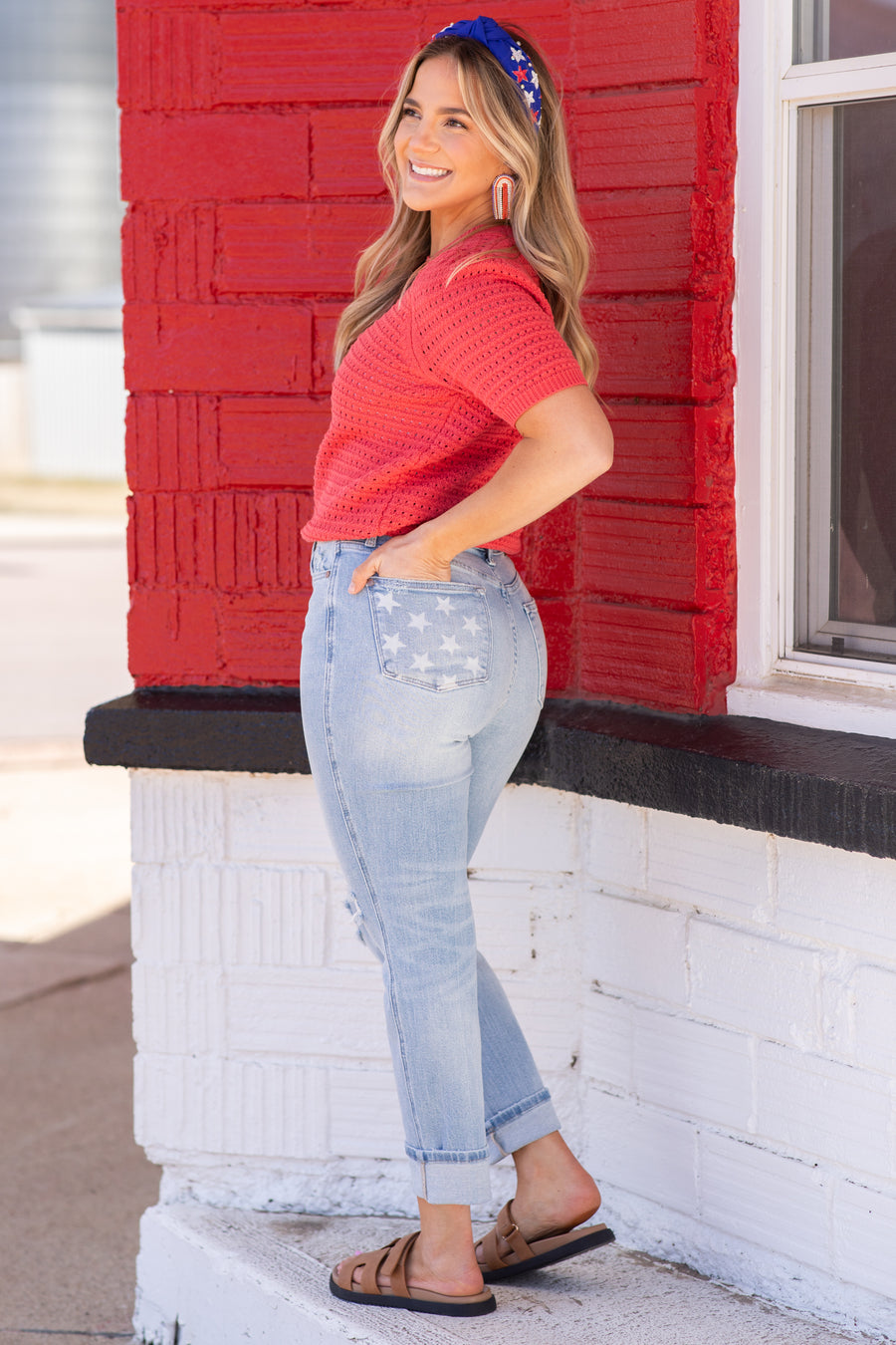 Judy Blue Mid Rise Star Pocket Boyfriend Jean