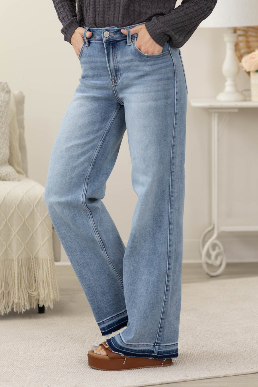 J21 Light Wash High Rise Wide Leg Jeans