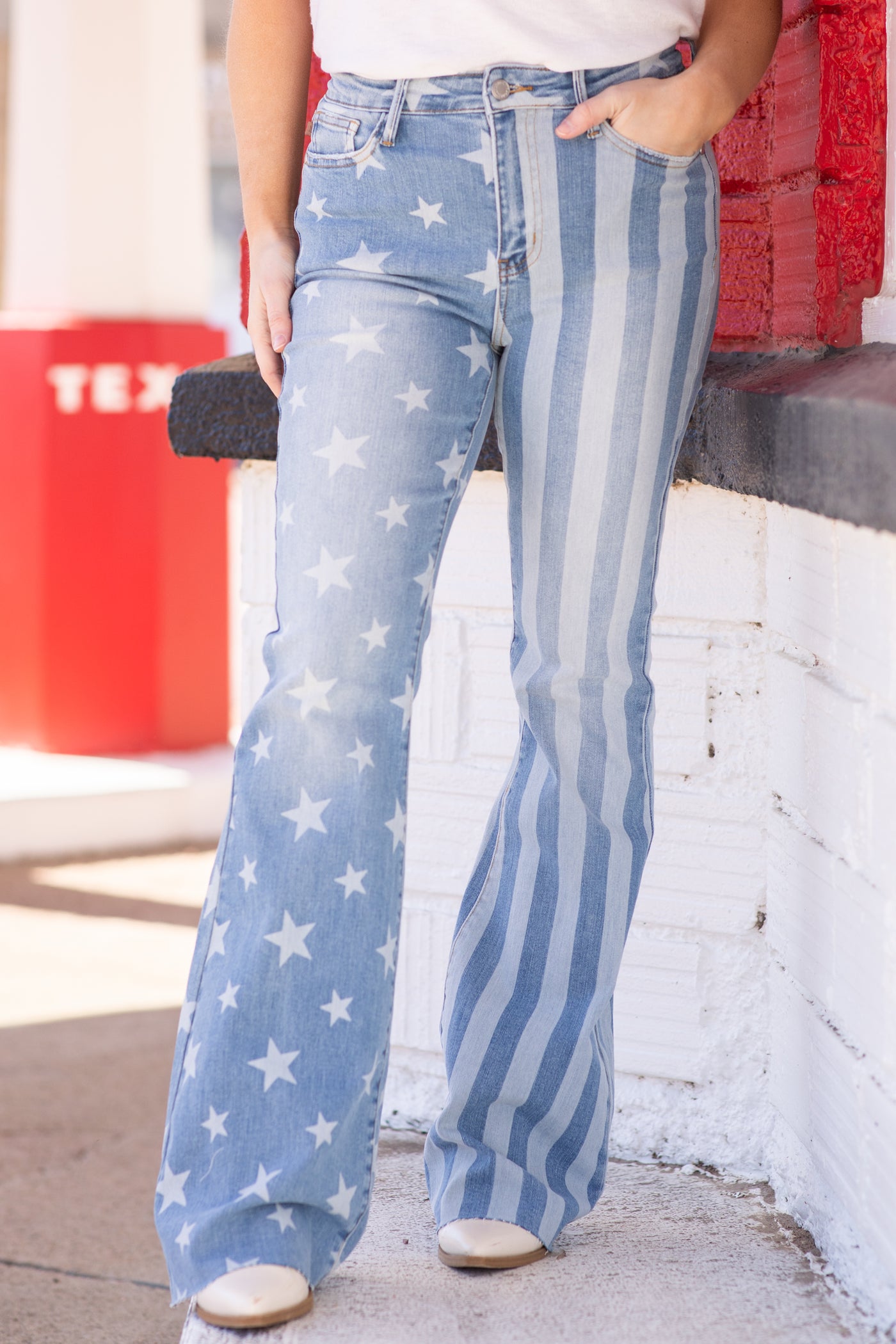 Judy Blue Stripes and Stars Flare Jeans