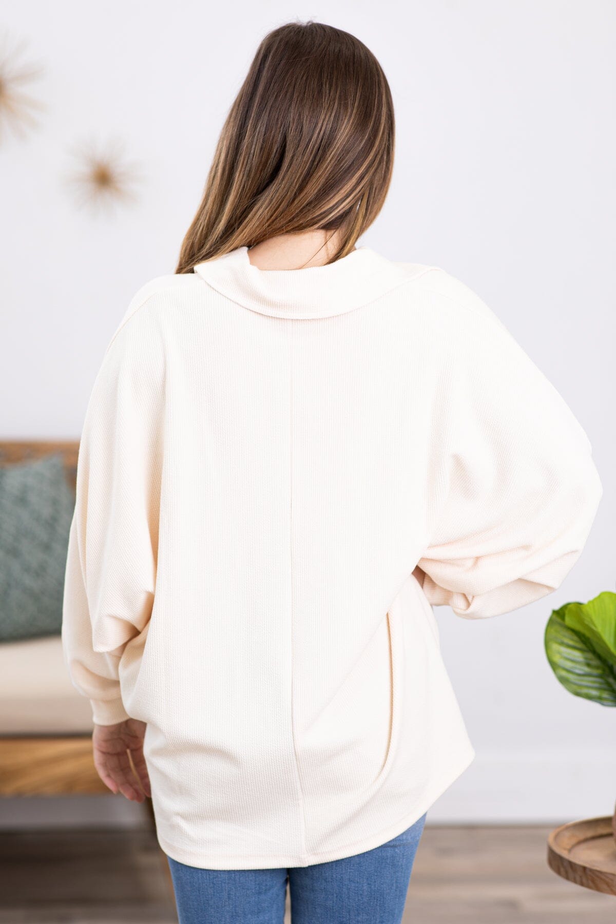 Cream Pullover With Pocket Detail - Filly Flair