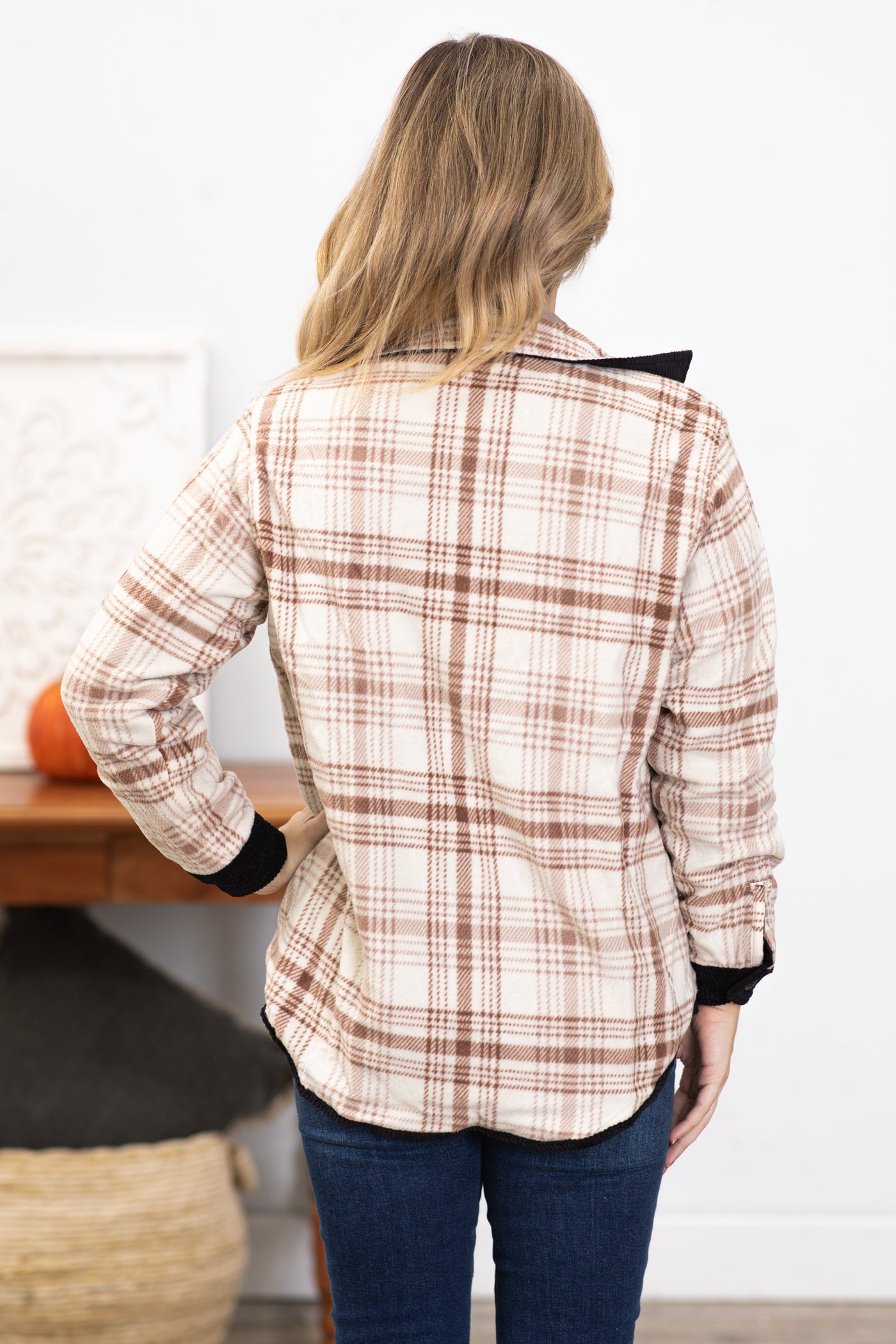 Black Reversible Corduroy and Plaid Shacket · Filly Flair