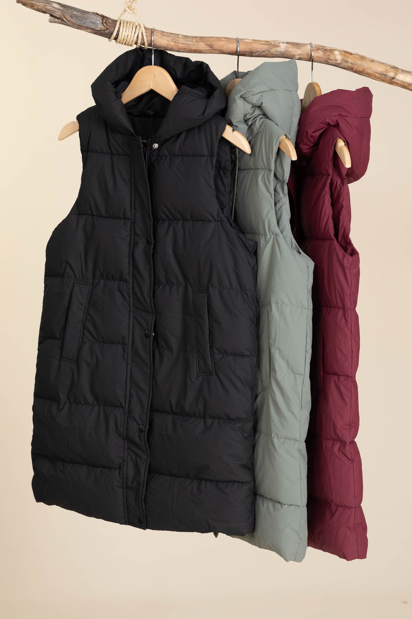 Hooded Long Quilted Puffer Vests