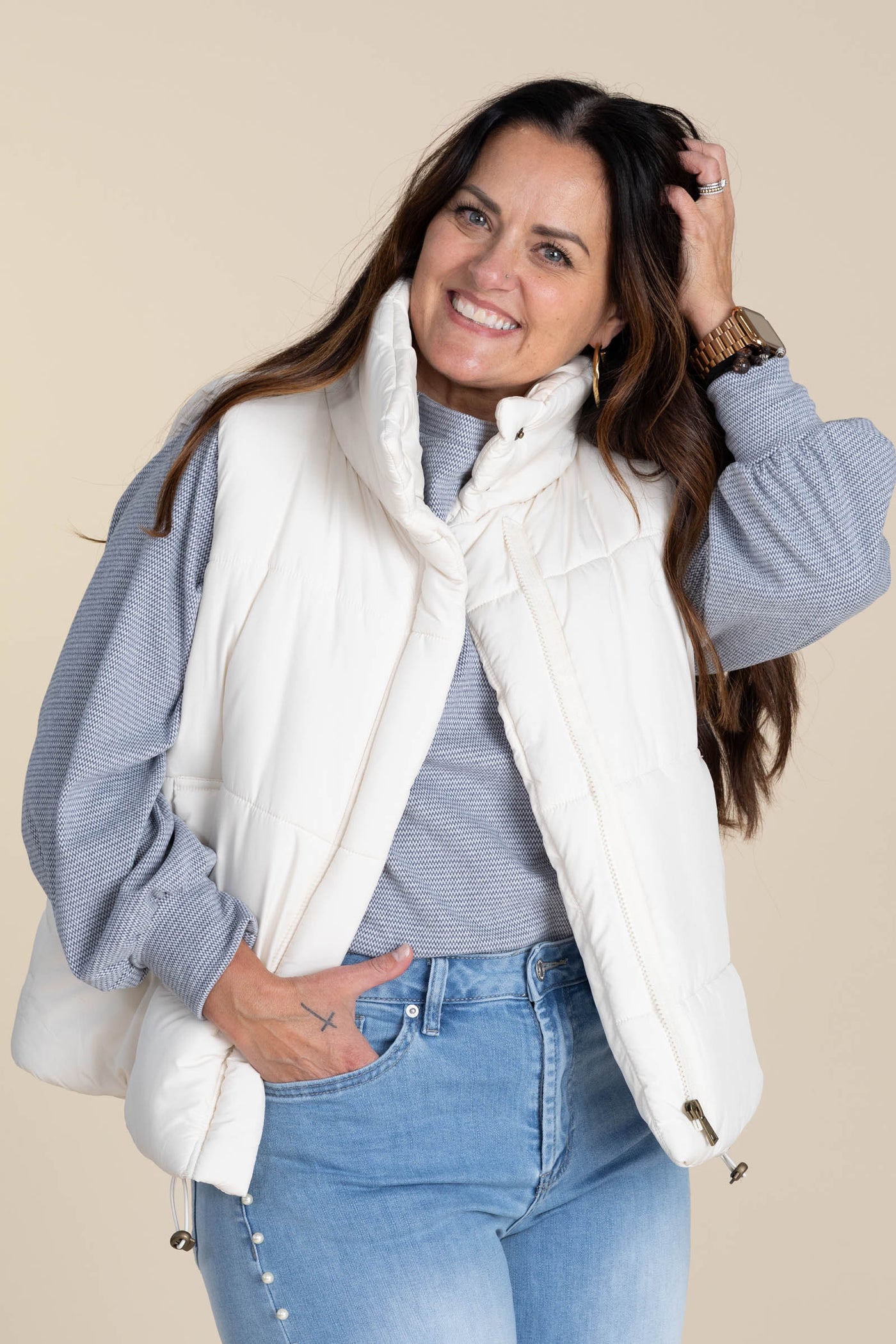 Soft Knit Mini Wave Long Sleeve Tops