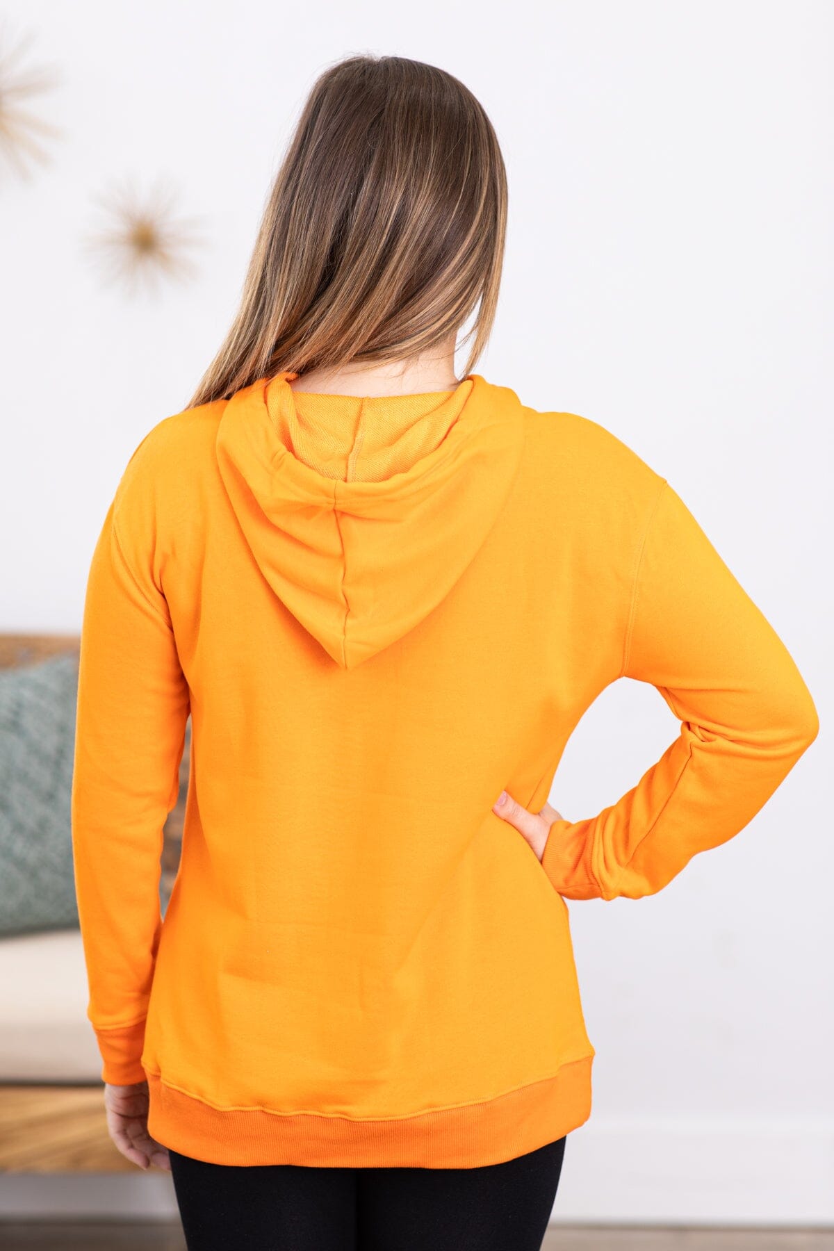 Orange Hooded Sweatshirt With Kangaroo Pocket - Filly Flair