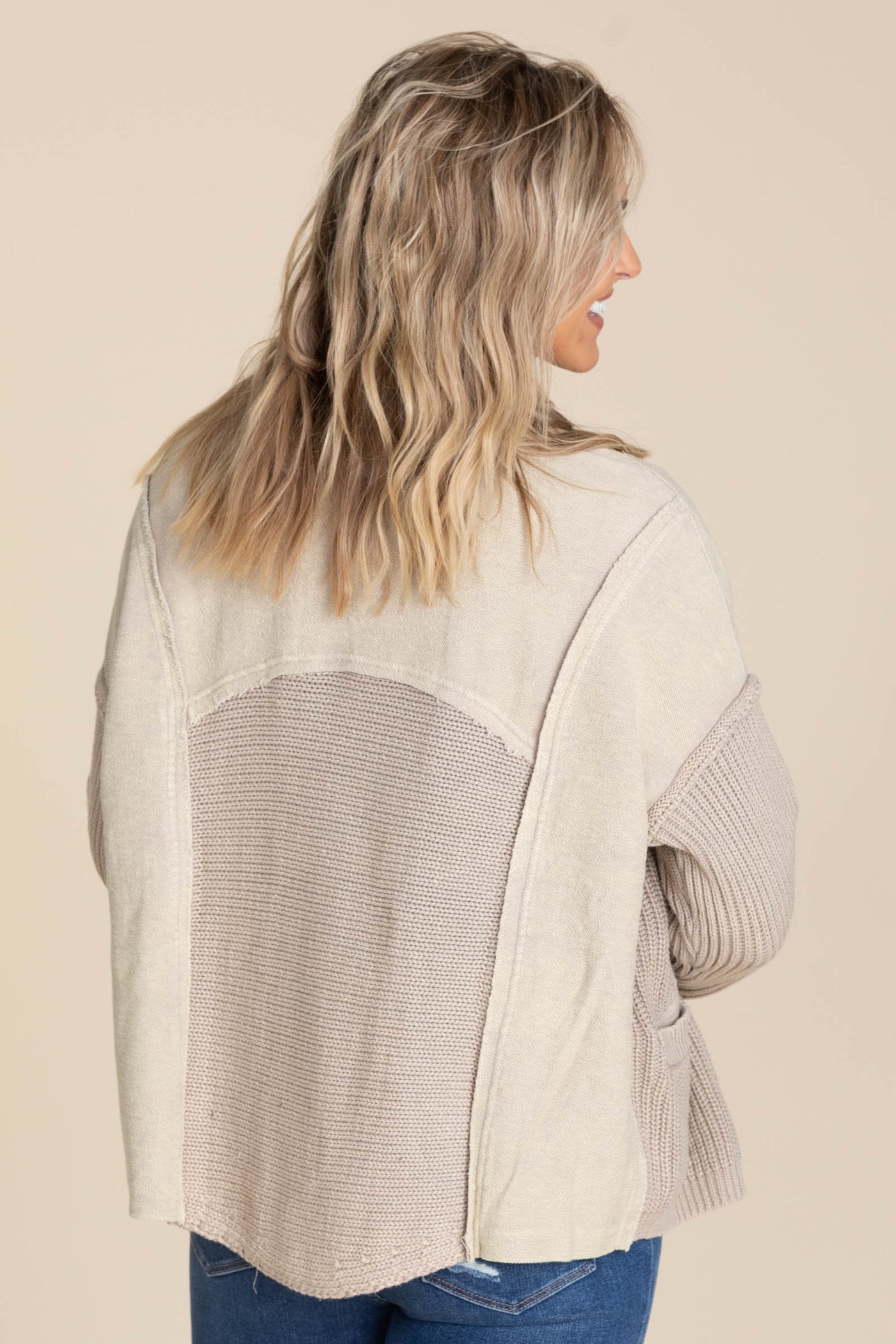 Washed French Terry Cable Knit Cardigans