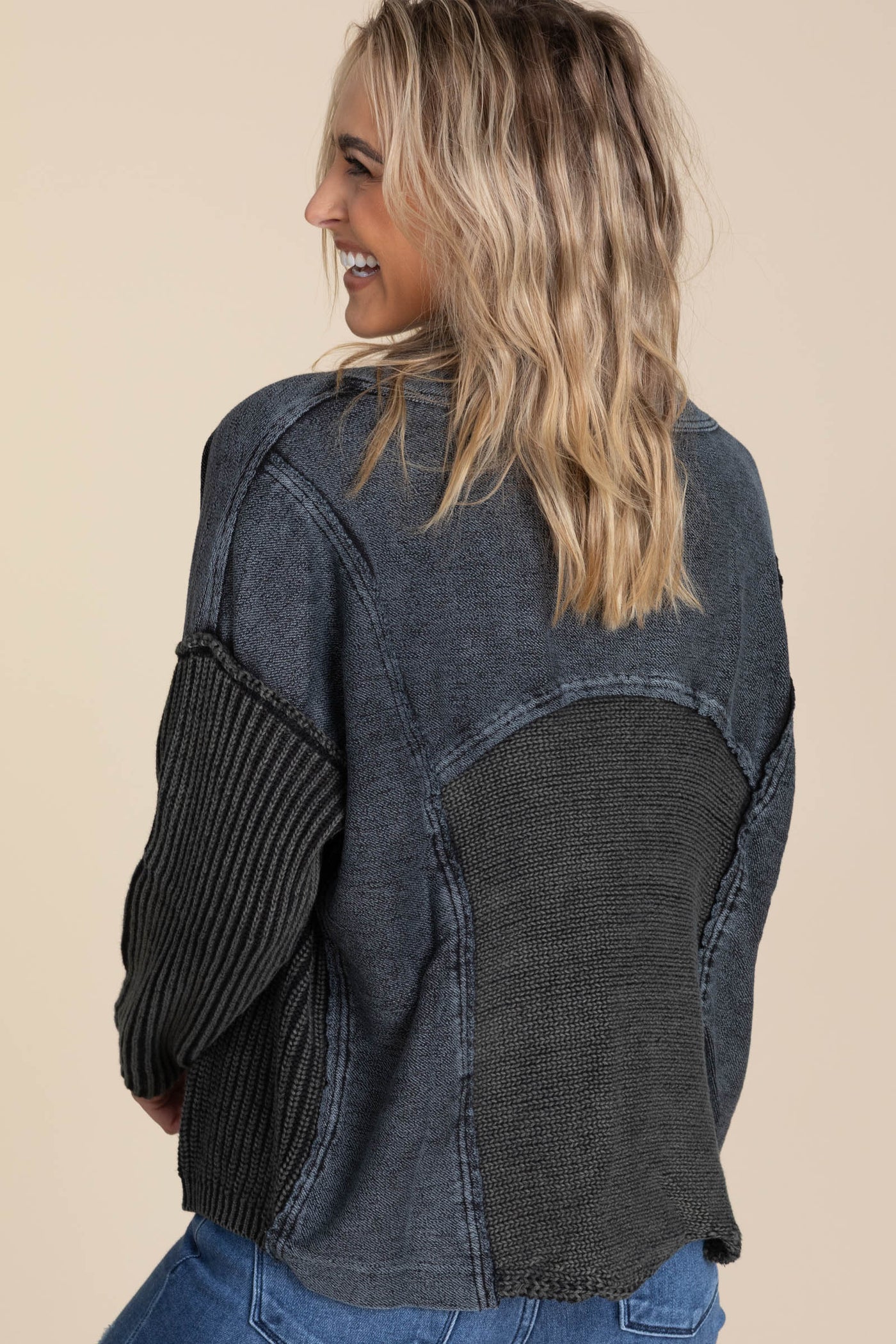 Washed French Terry Cable Knit Cardigans