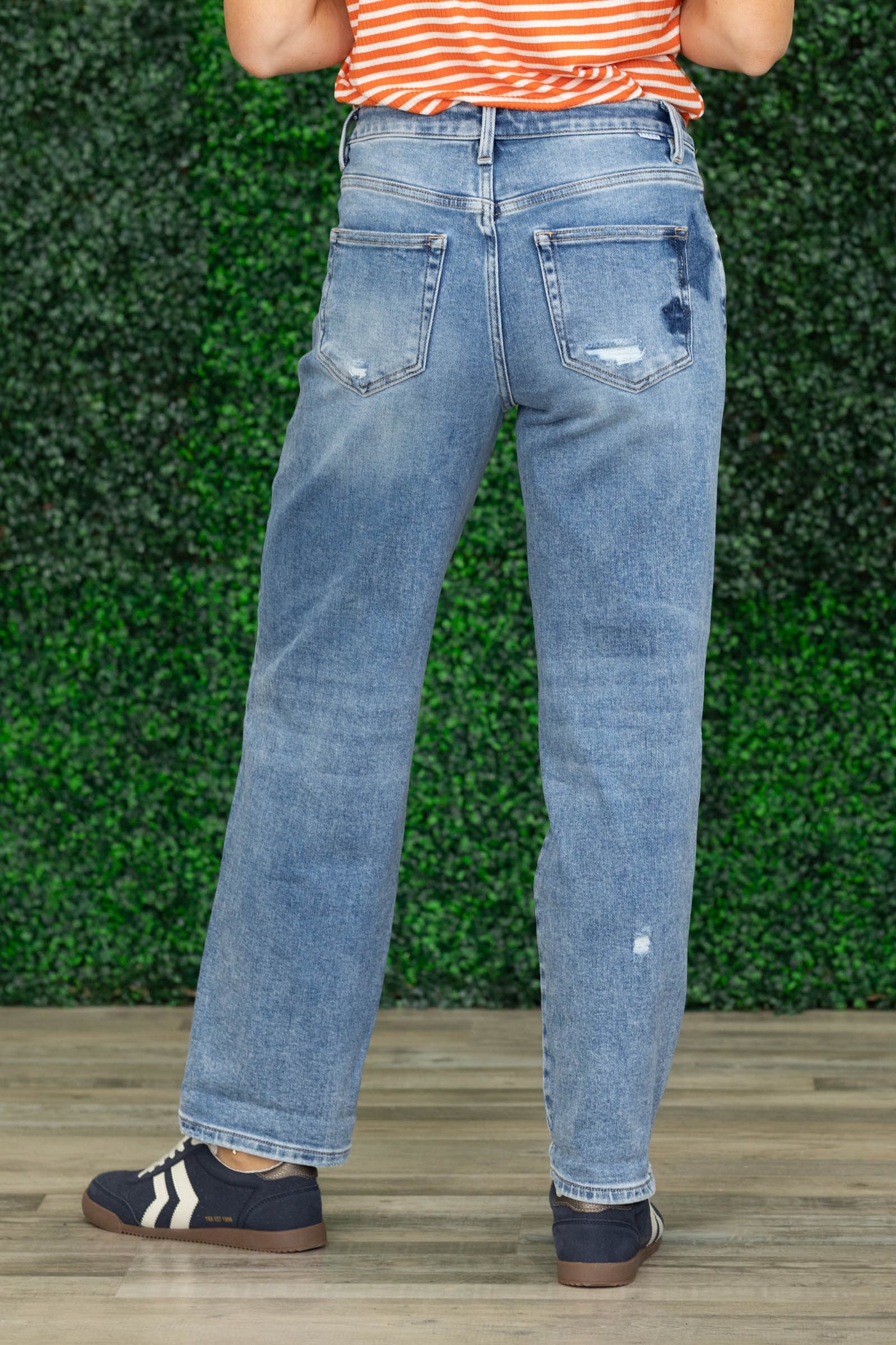 Risen Mid Rise Boyfriend Star Shadow Cuffed Jeans