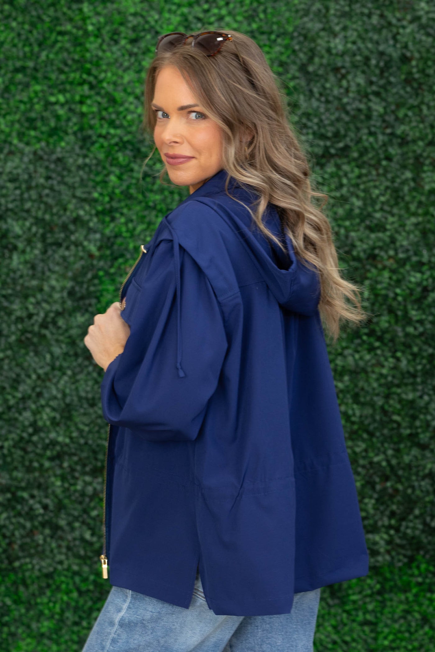 Go With It Zip Up Hooded Jacket with Waist Cinch