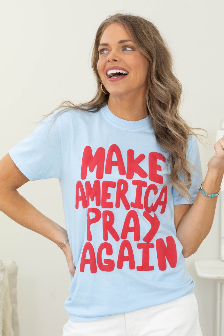 Make America Pray Puff Tee- 100% Cotton