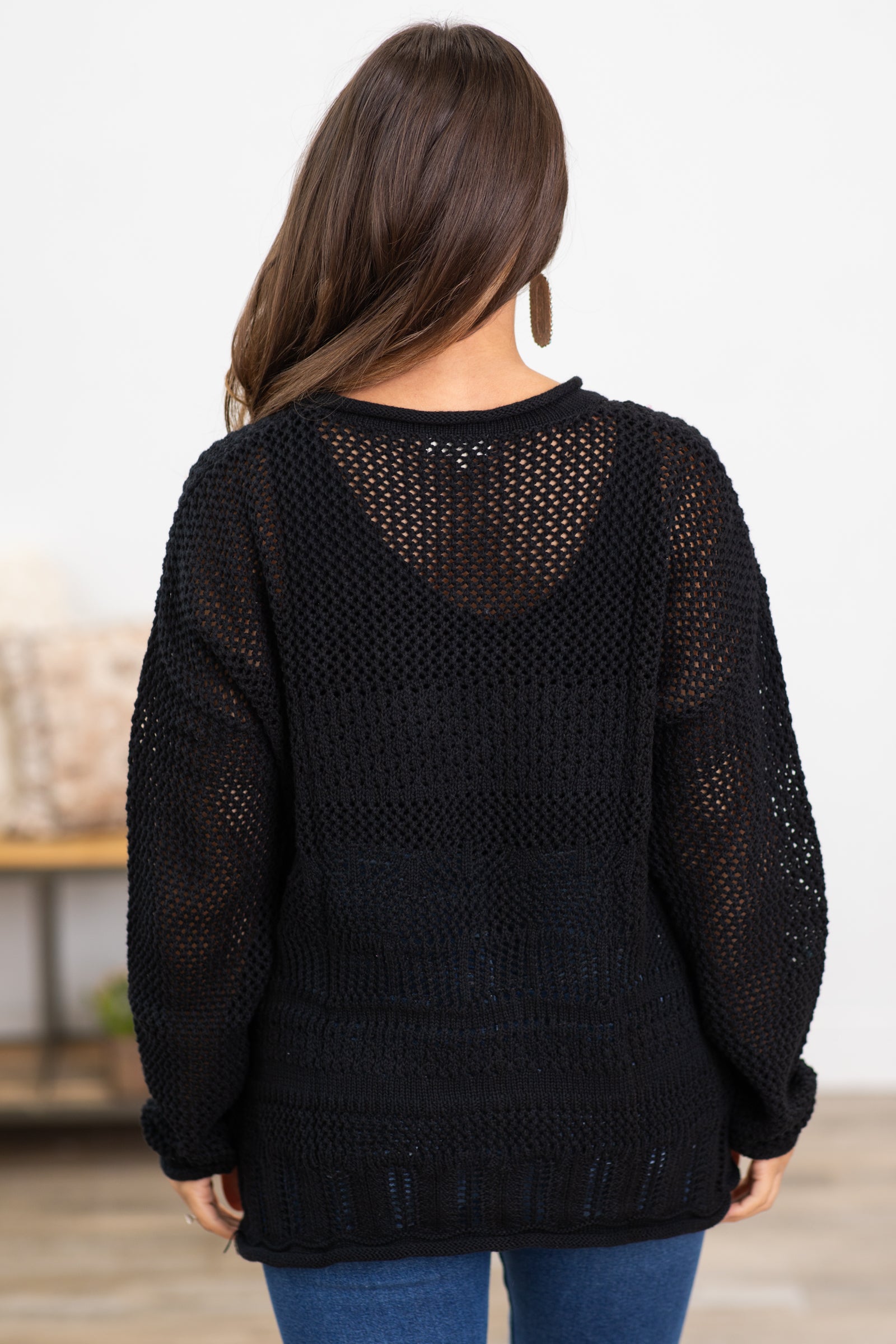 Black Fishnet Lightweight Sweater