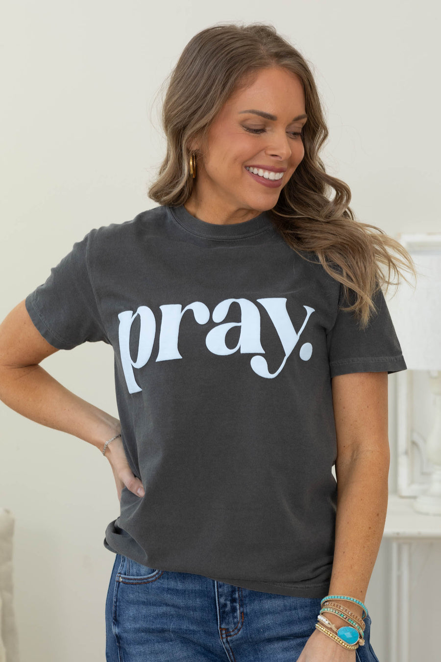 Charcoal Pray Puff Tee