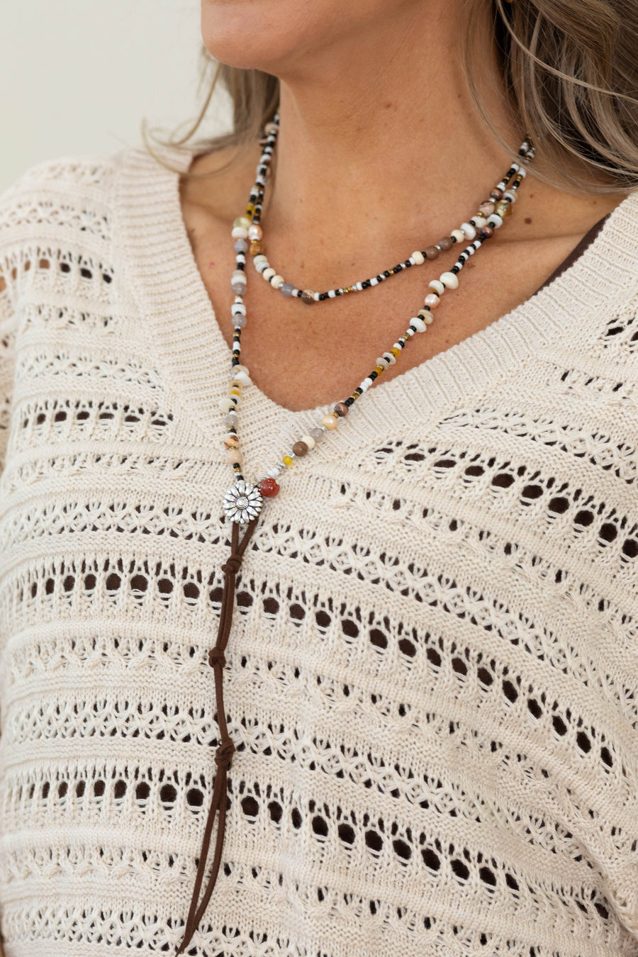 Multi-Way Neutral Beaded Strand Necklace