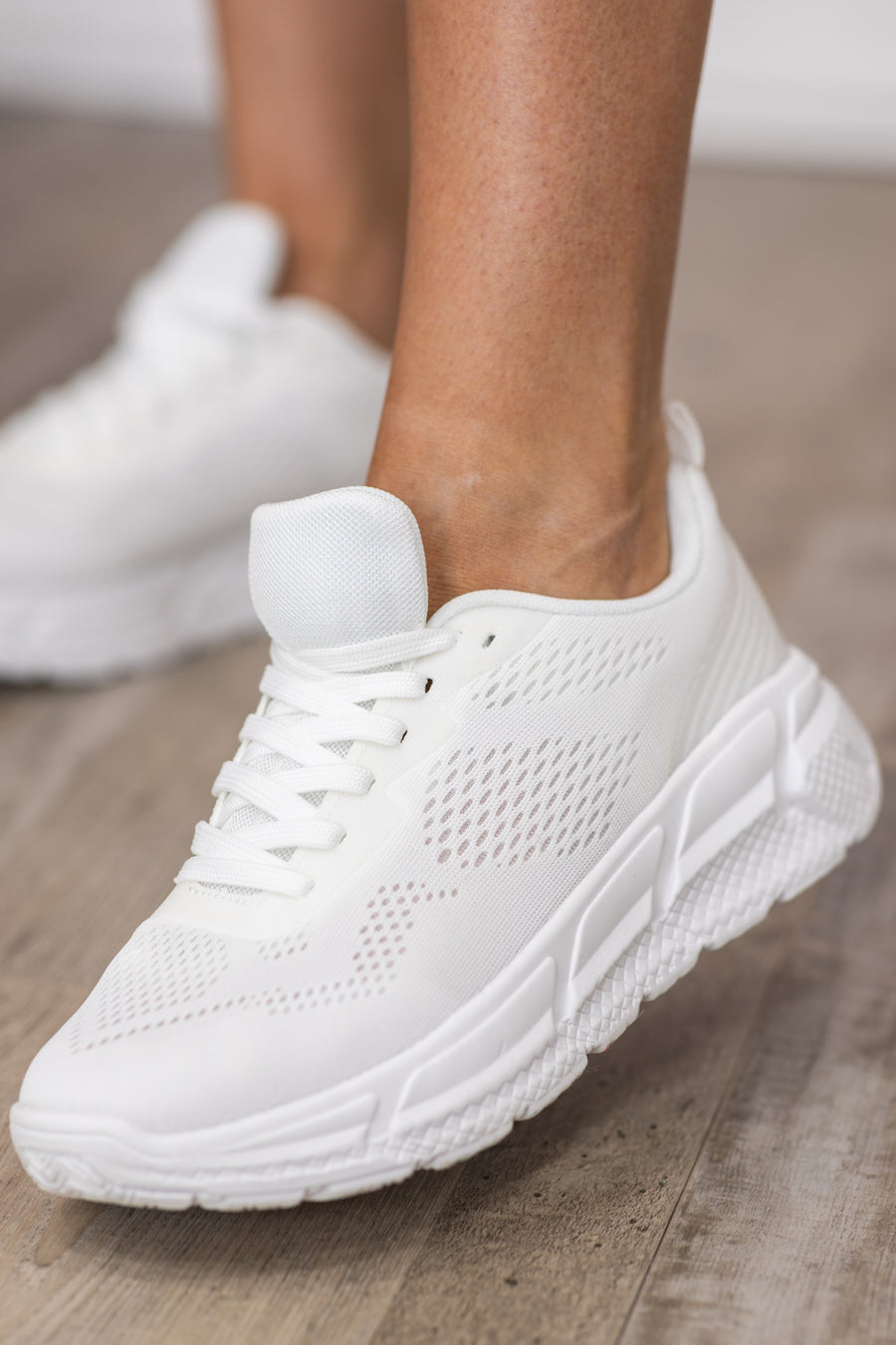 White Lace Up Athletic Sneaker