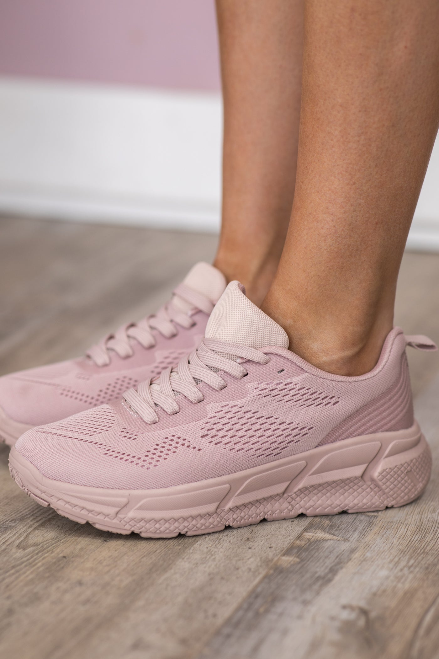 Dusty Rose Lace Up Athletic Sneaker