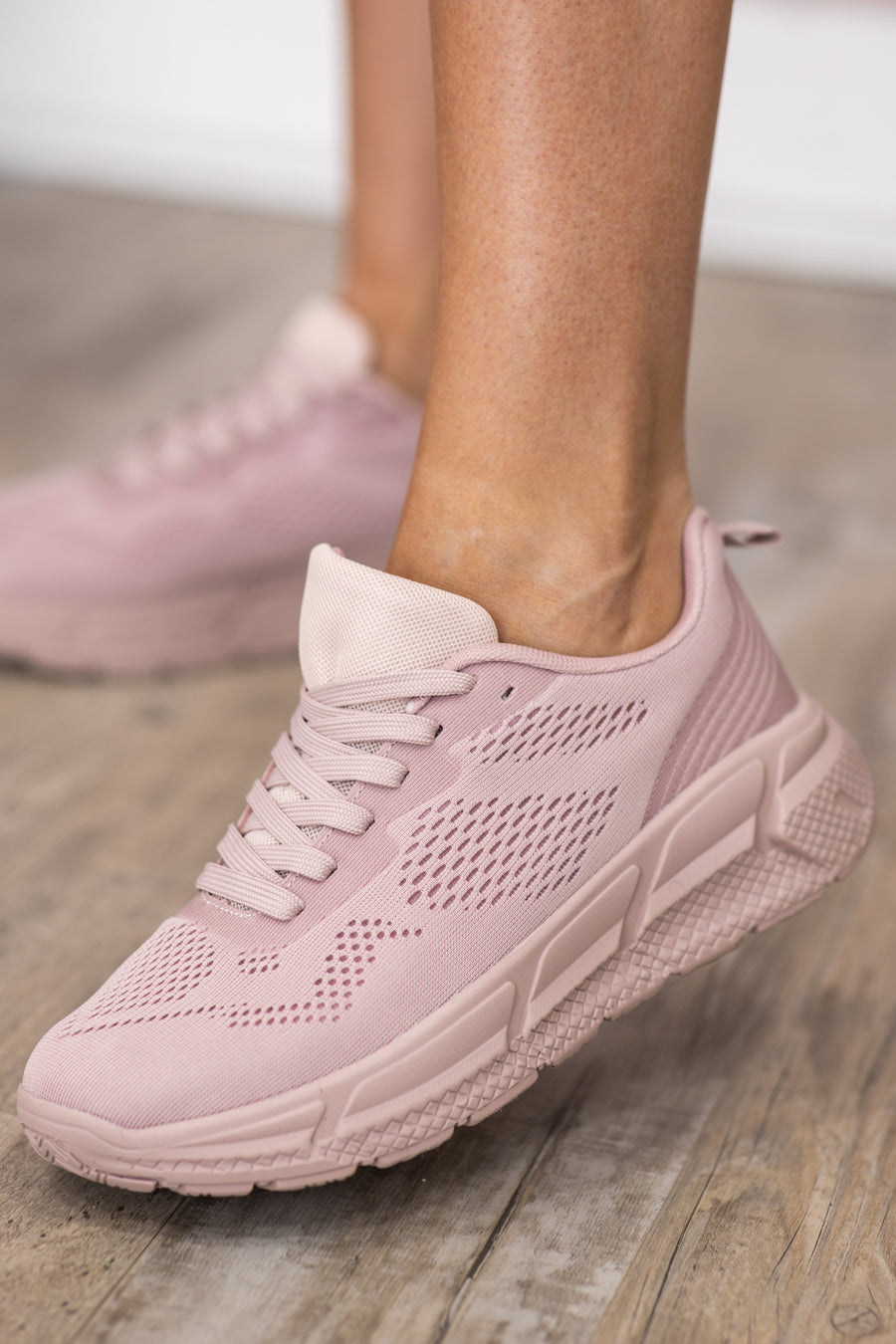 Dusty Rose Lace Up Athletic Sneaker