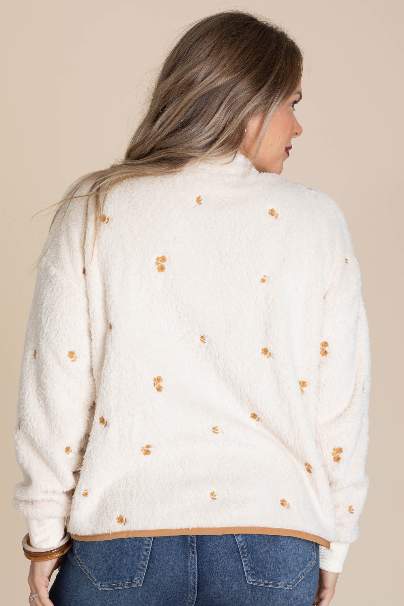 Cream With Camel Cabin Fleece Jacket