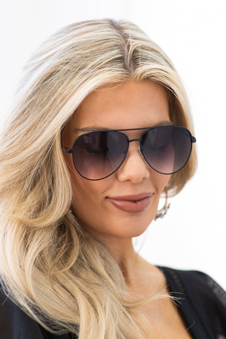 Black Metal Frame Double Bridge Sunglasses