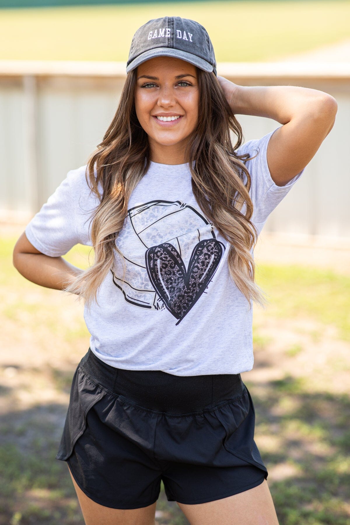 Heathered Grey I Heart Volleyball Graphic Tee - Filly Flair