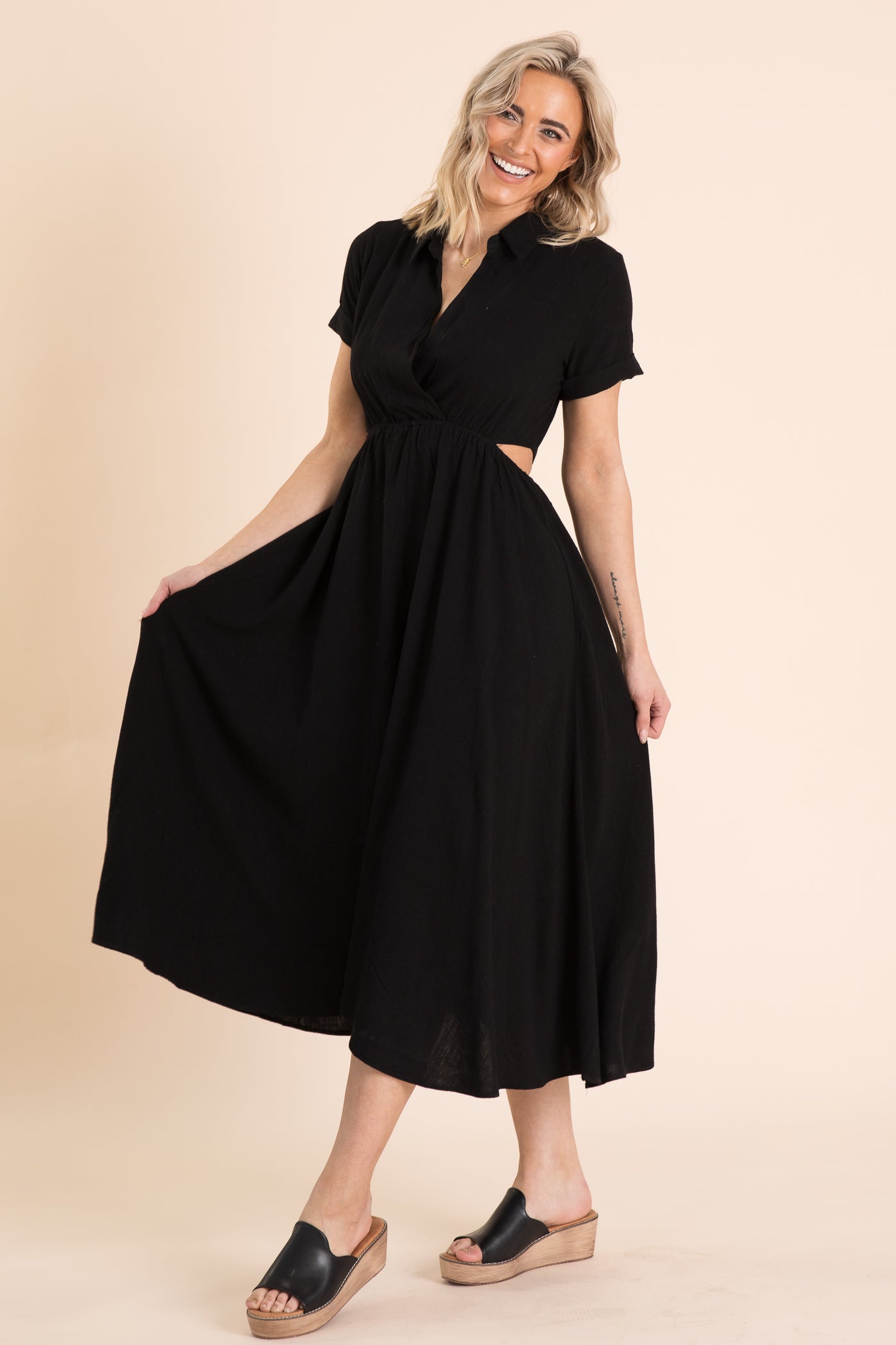 Black Side Cutout Maxi Skirt Dress · Filly Flair