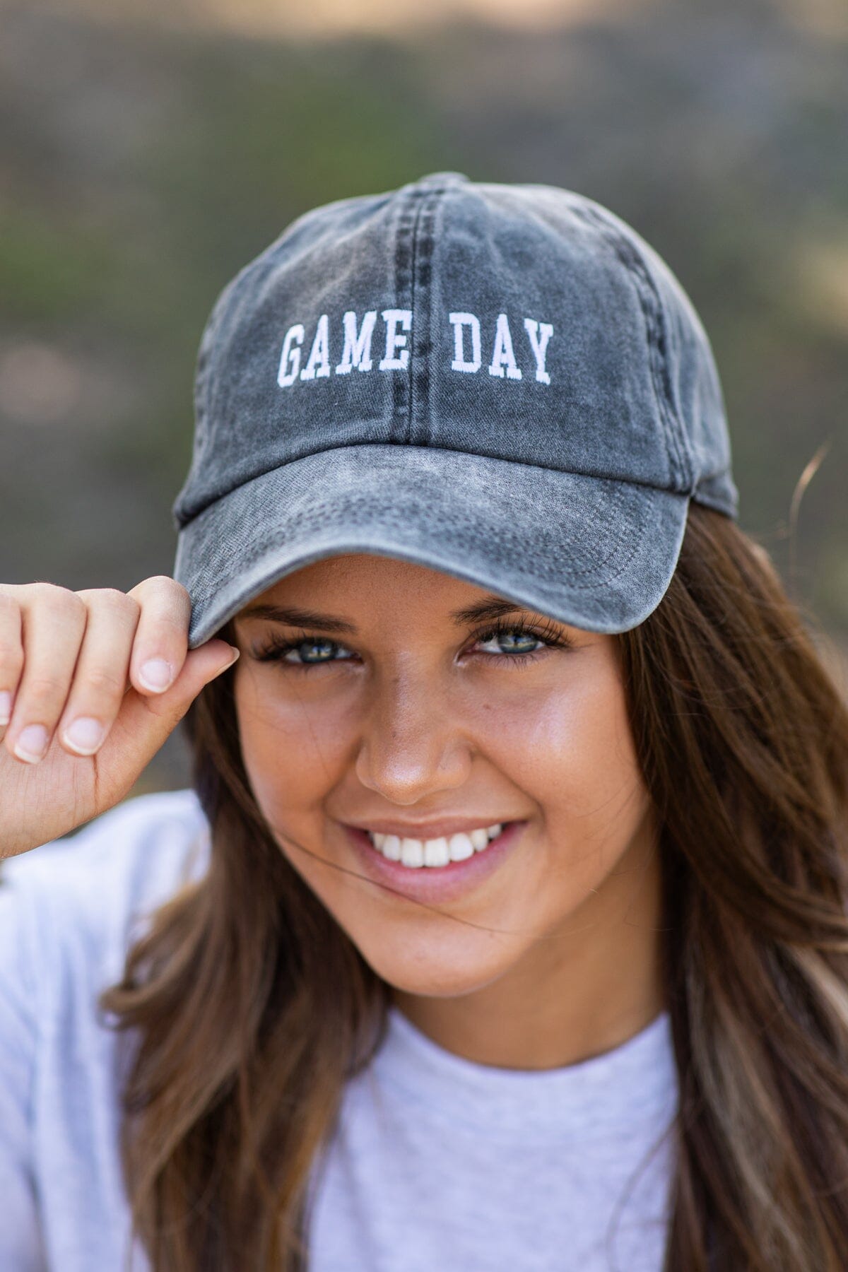 Black Washed Game Day Baseball Hat - Filly Flair