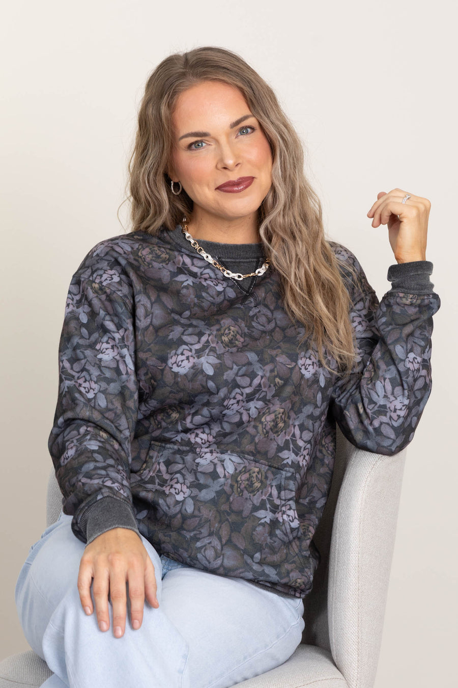 Made For You Printed Sweatshirt by Filly Flair in Vintage Floral Print