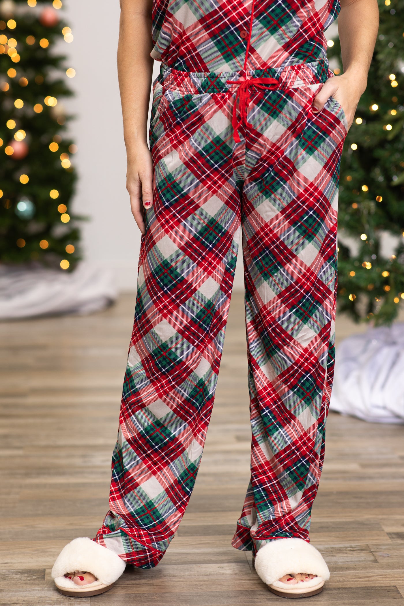 Emerald Green and Red Plaid Pajama Pants · Filly Flair