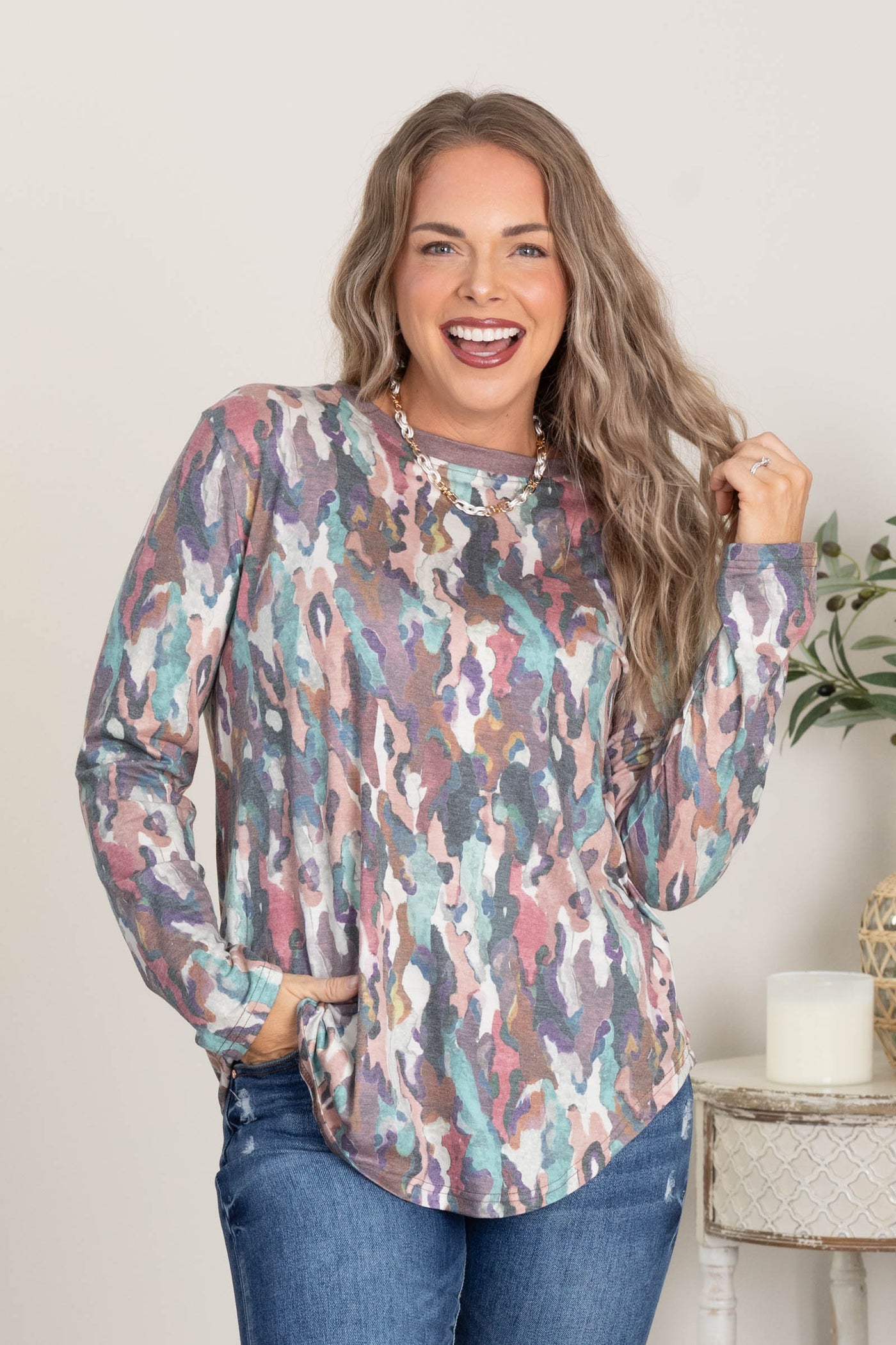 Out The Door Top By Filly Flair in Watercolor Print