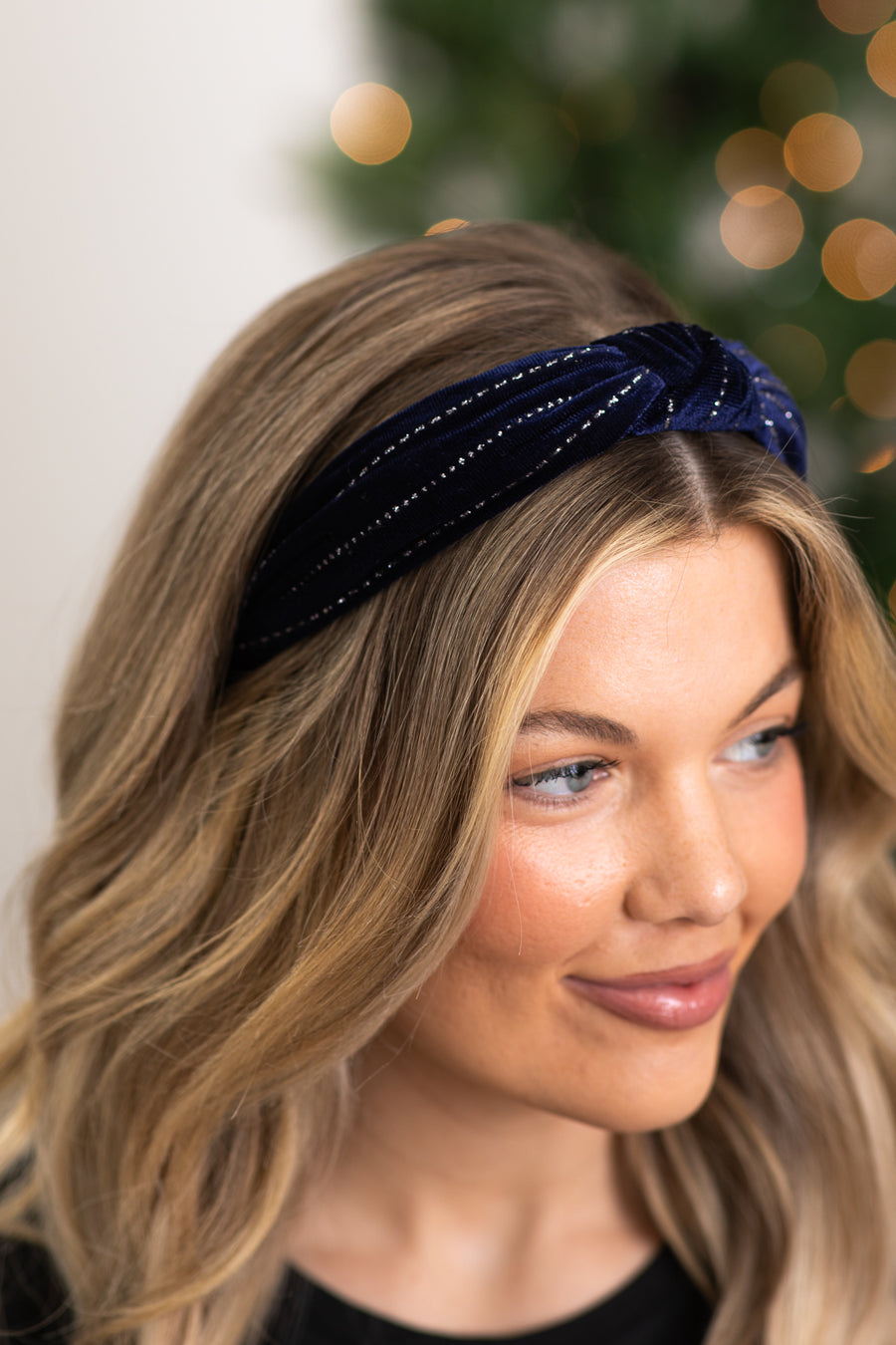 Navy Velvet Knot Headband