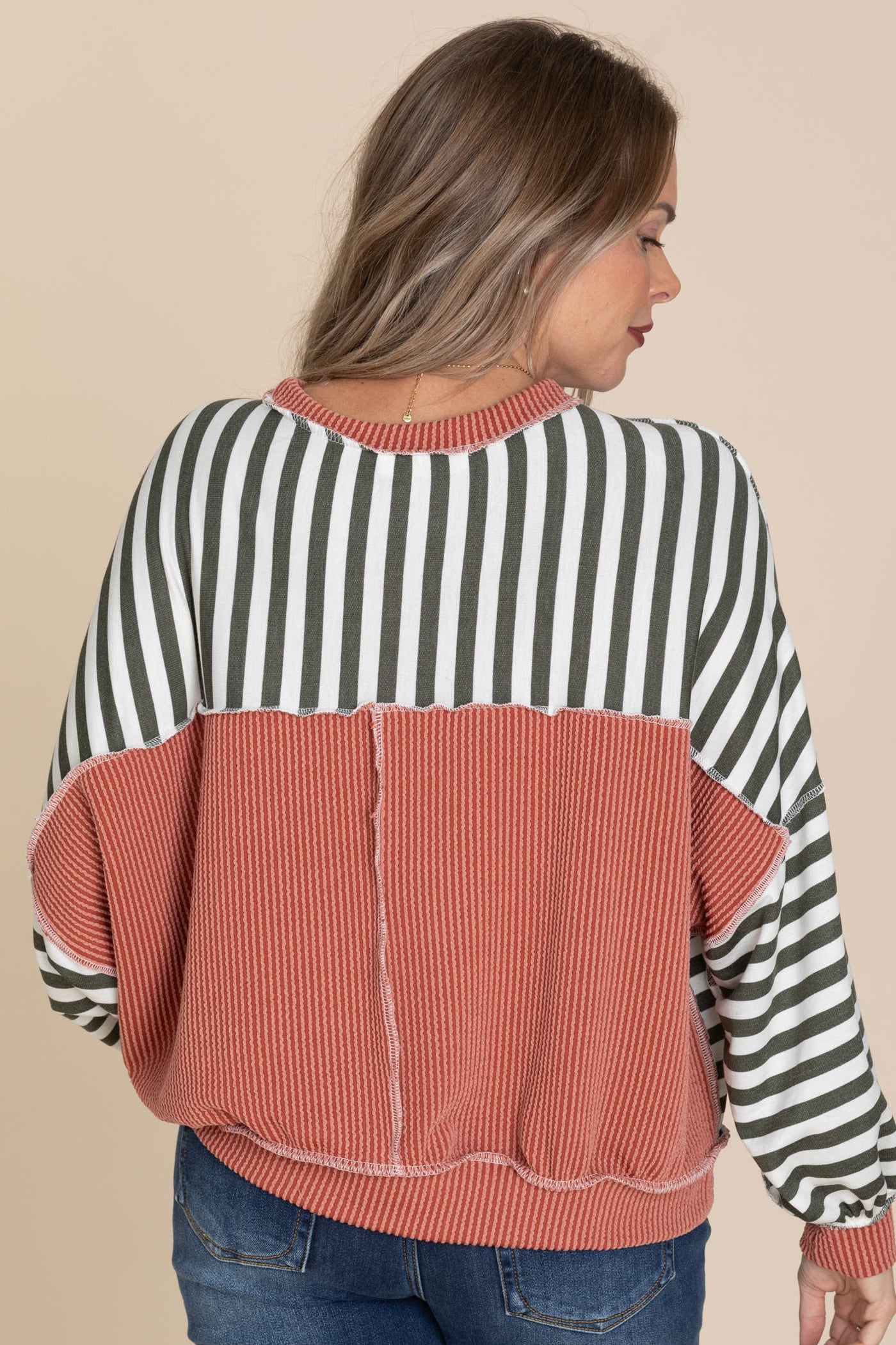 Stripe Drop Shoulder Sweatshirts