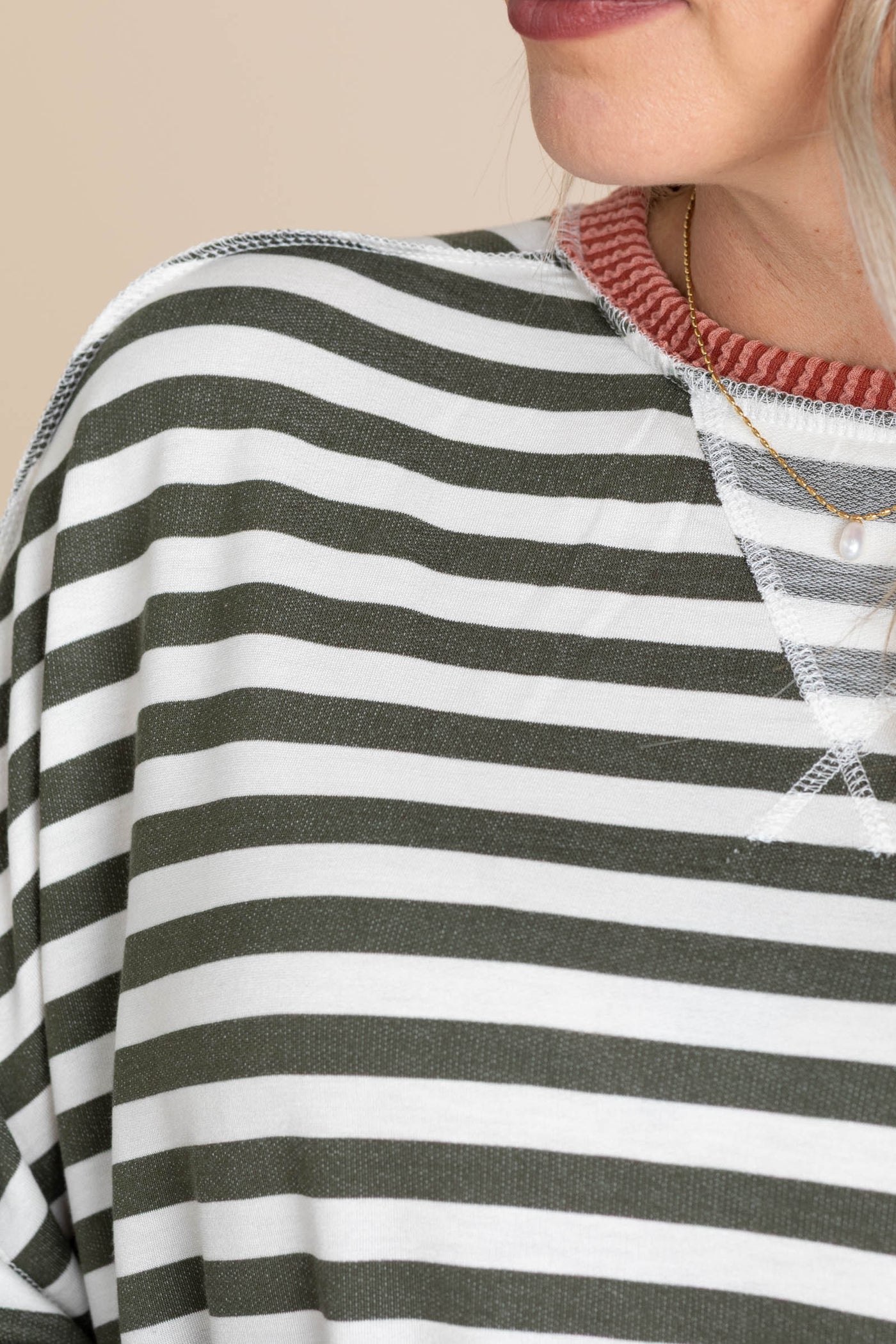 Stripe Drop Shoulder Sweatshirts