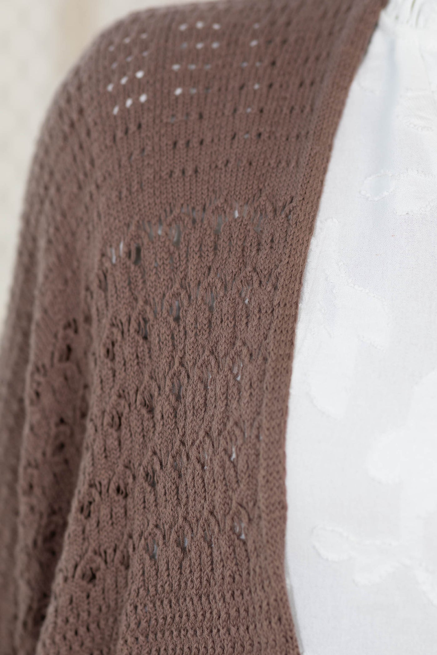 Lightweight Crochet Knit Cardigan With Batwing Sleeves