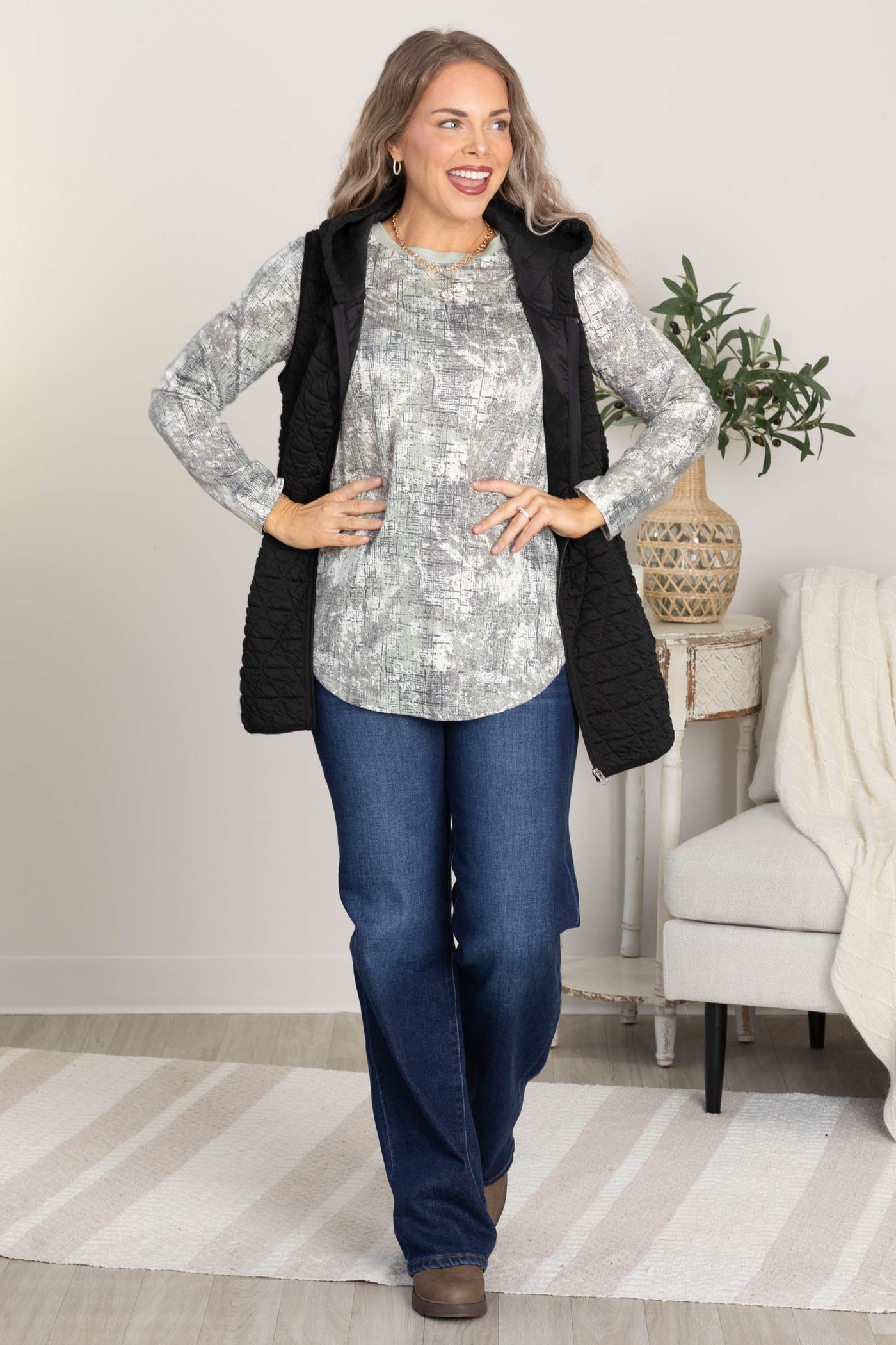 Out The Door Top By Filly Flair in Digital Camo Print