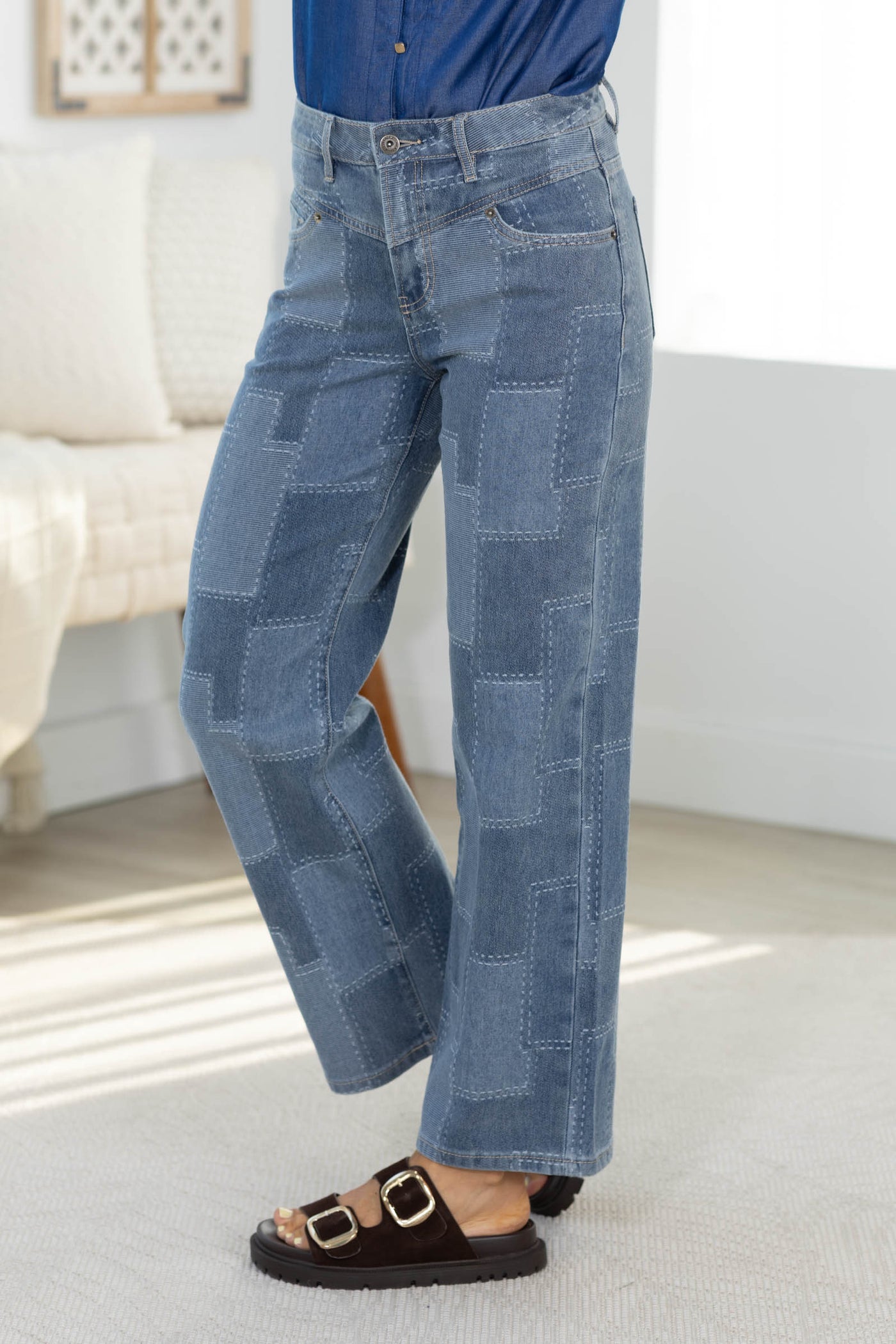 Mica Patch Blue High Rise Leg Ankle Jeans