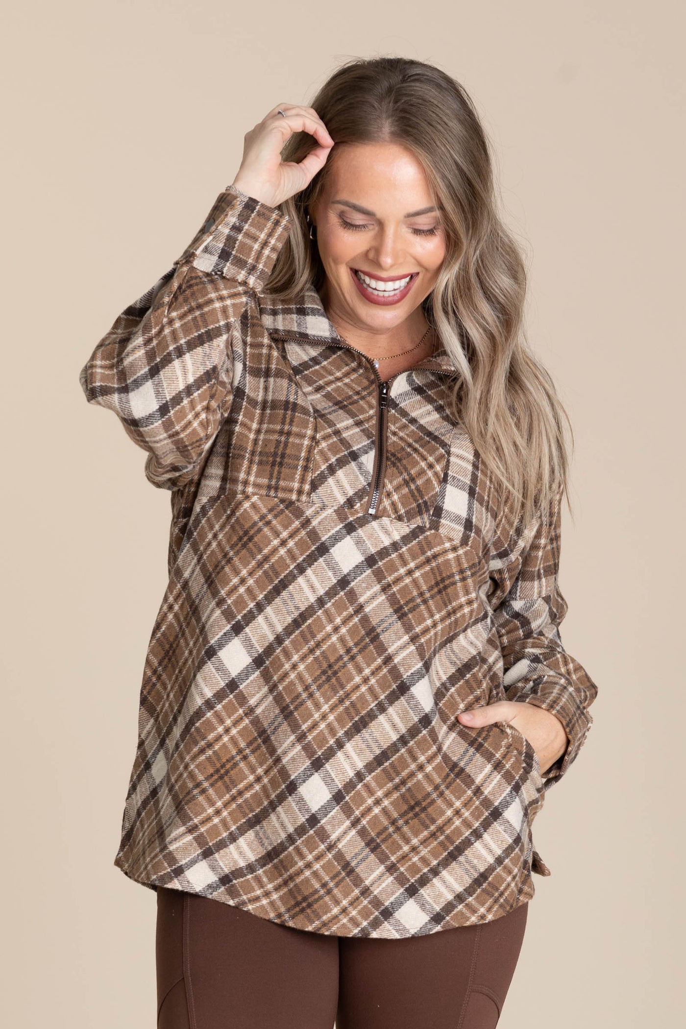 Mocha Plaid Pullover
