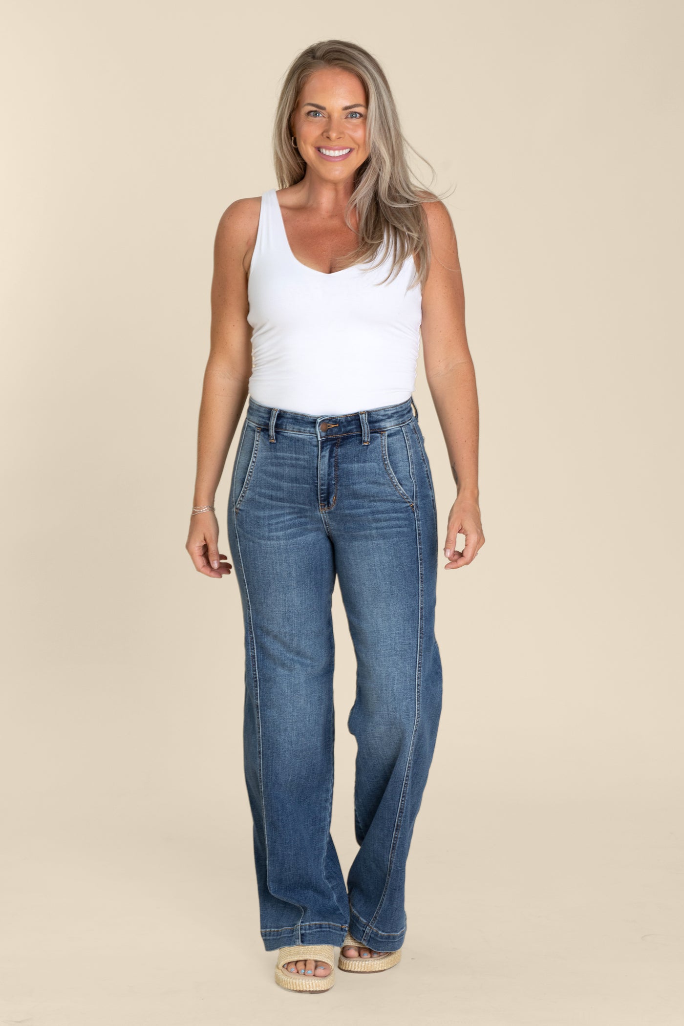 Judy Blue High Waist Trouser Wide Leg Jeans