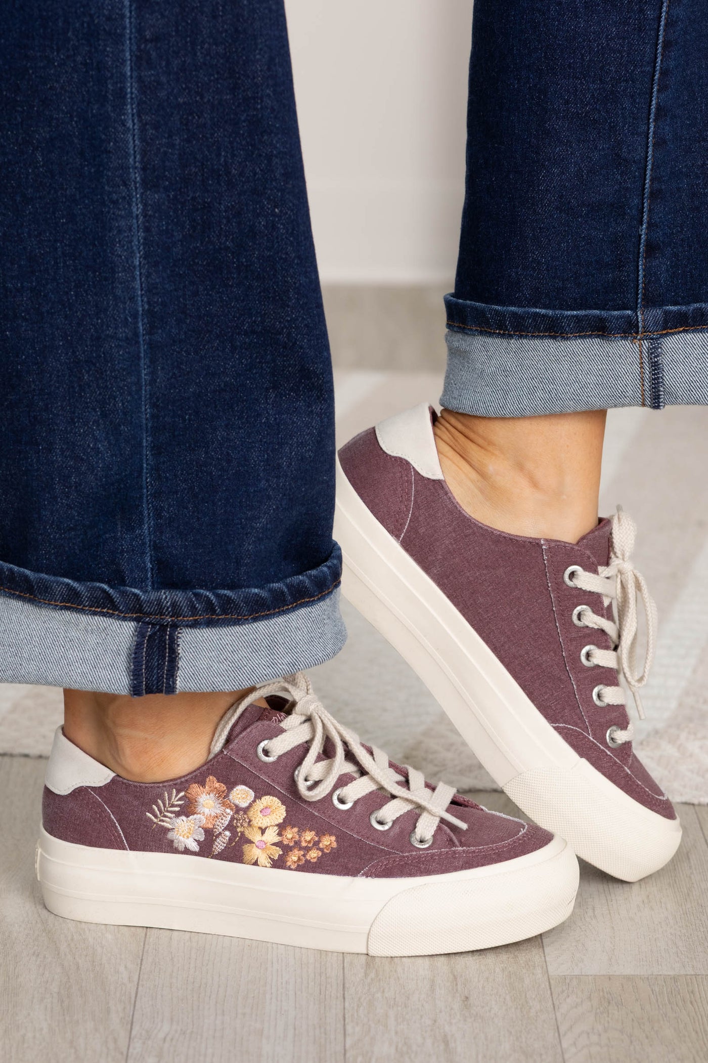 Blowfish Floral Embroidered Platform Sneakers