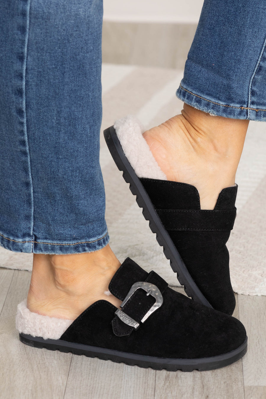 Blowfish Faux Suede Cozy Lined Slip On Mules