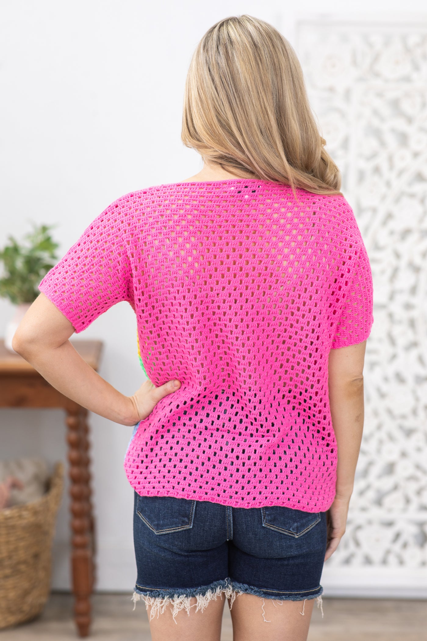 Pink Multicolor Colorblock Sweater Top