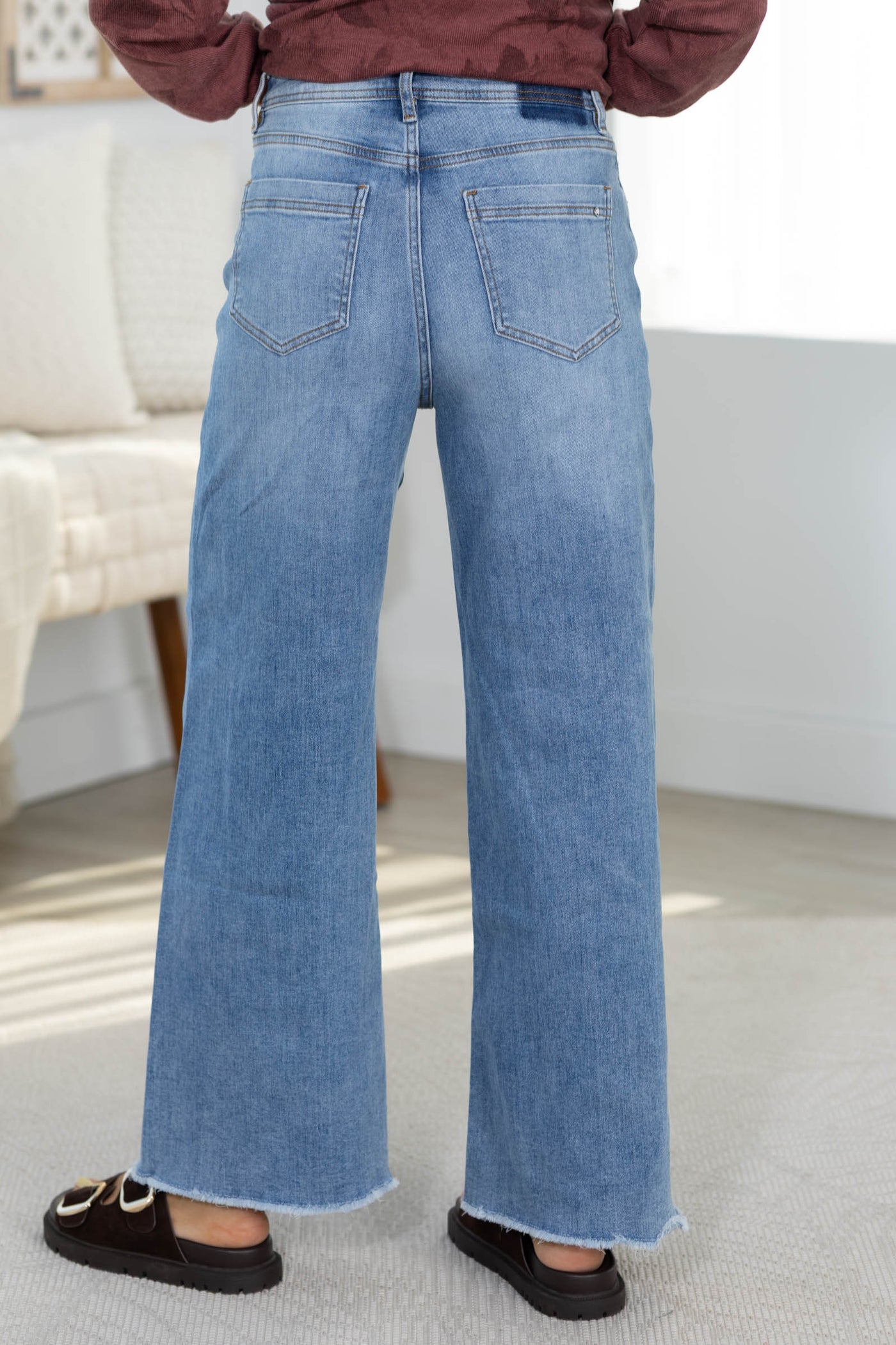 Mica High Rise Wide Ankle Raw Hem Jeans