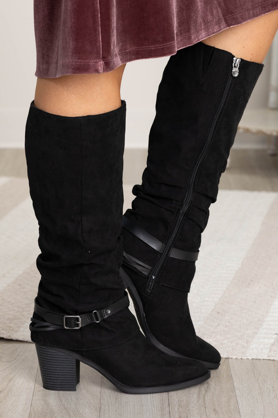 Blowfish Faux Suede Tall Boot With Buckle Detail
