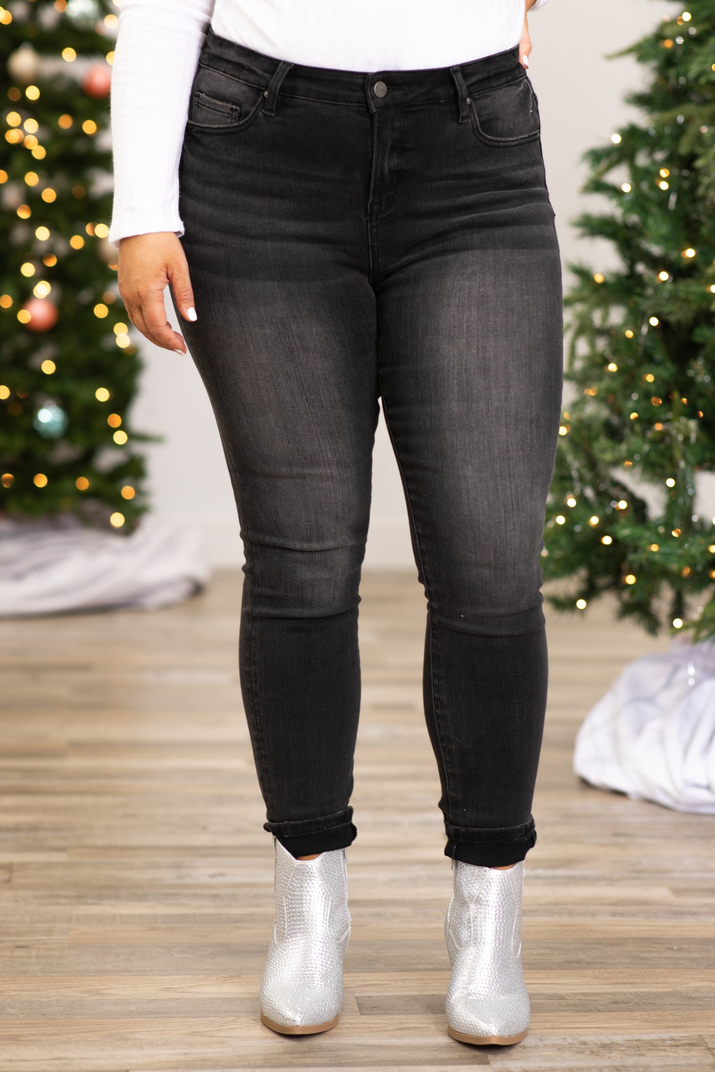 Mica Charcoal High Rise Ankle Skinny Jeans