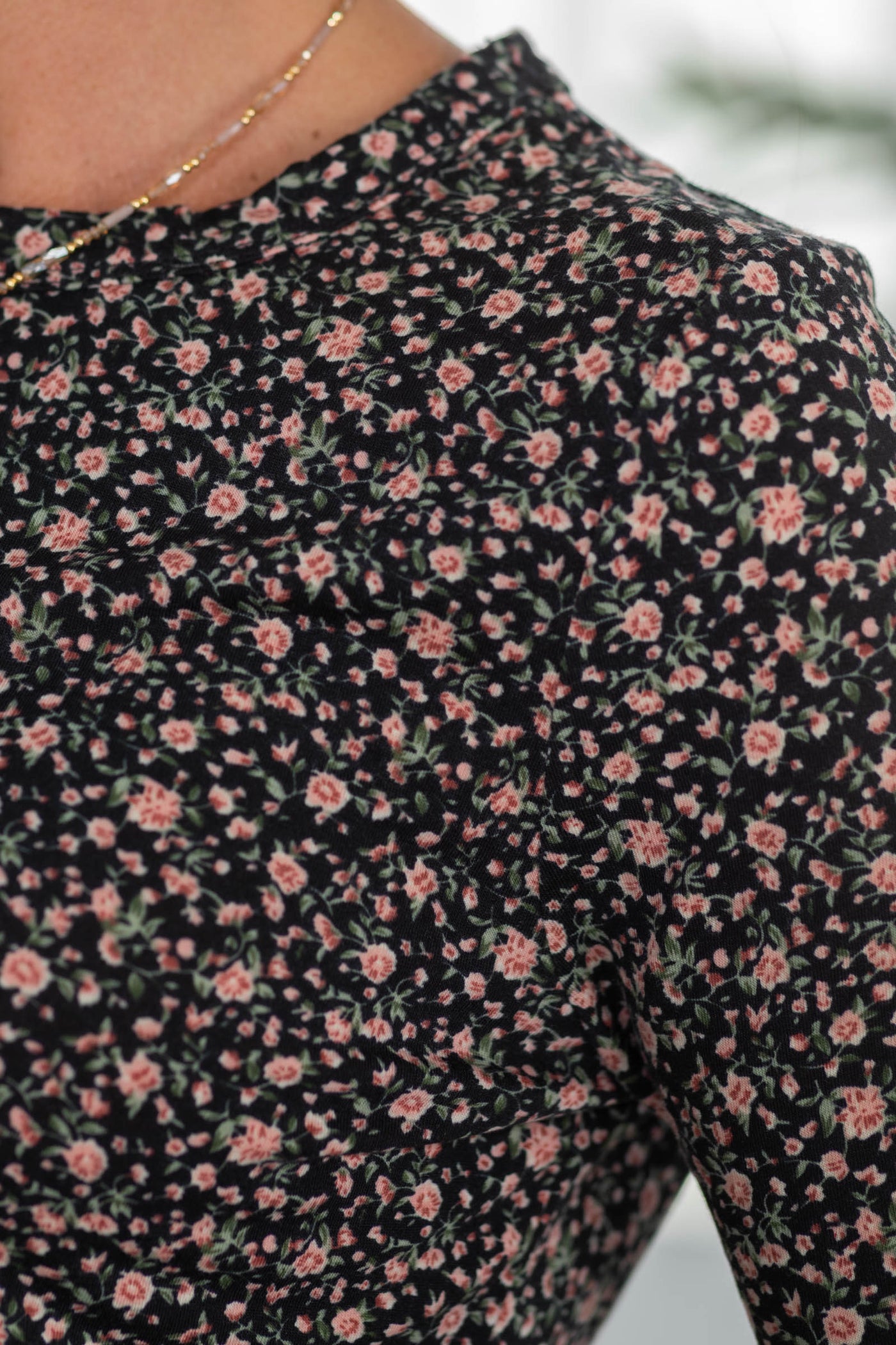 Staccato Crewneck Floral Printed Jersey Knit Top