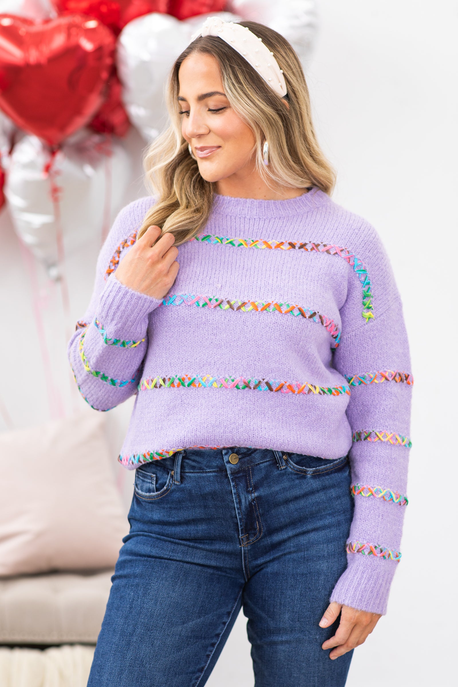 Lavender Multicolor Stripe Sweater
