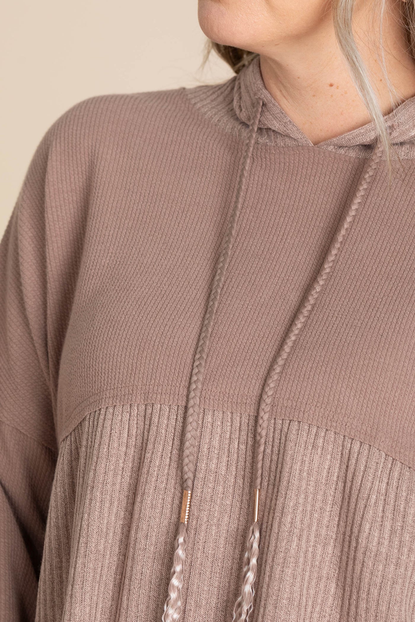 Mocha Hooded Babydoll Top