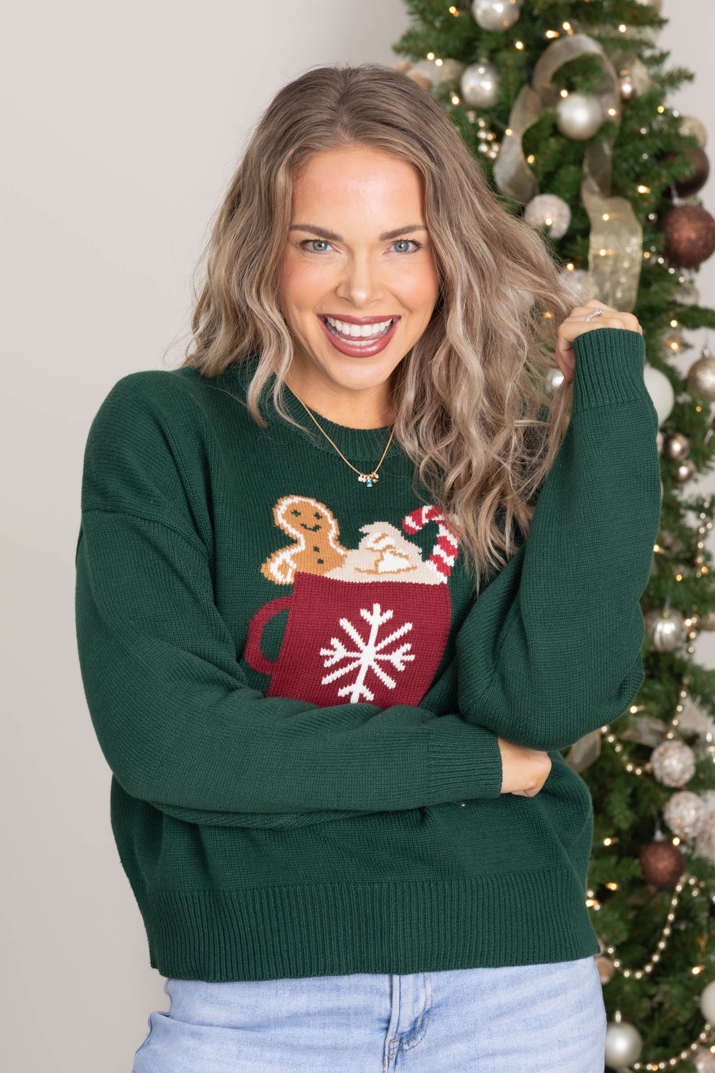 Hunter Green Hot Chocolate Intarsia Sweater