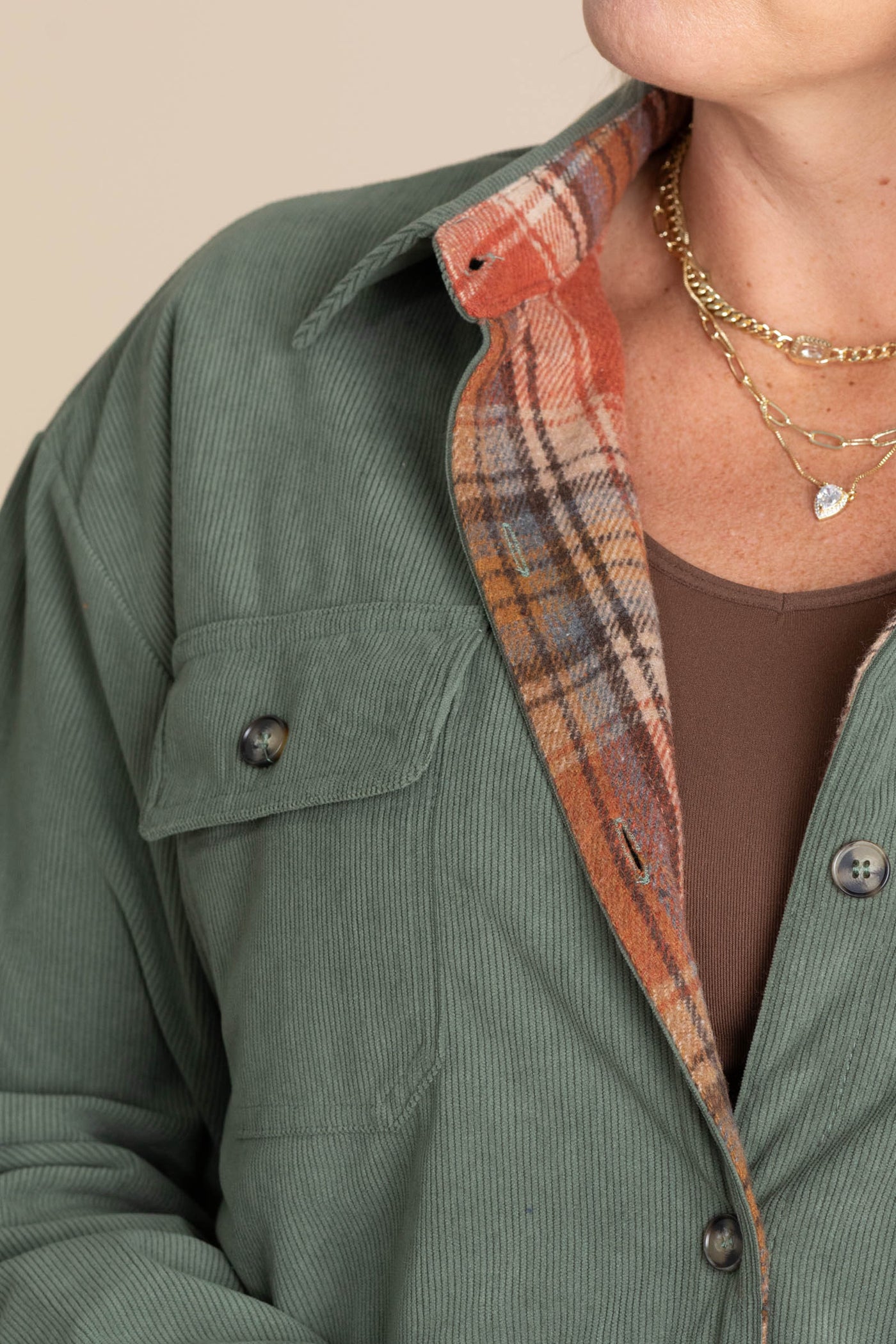 Rust Reversible Corduroy Button Down Shirt