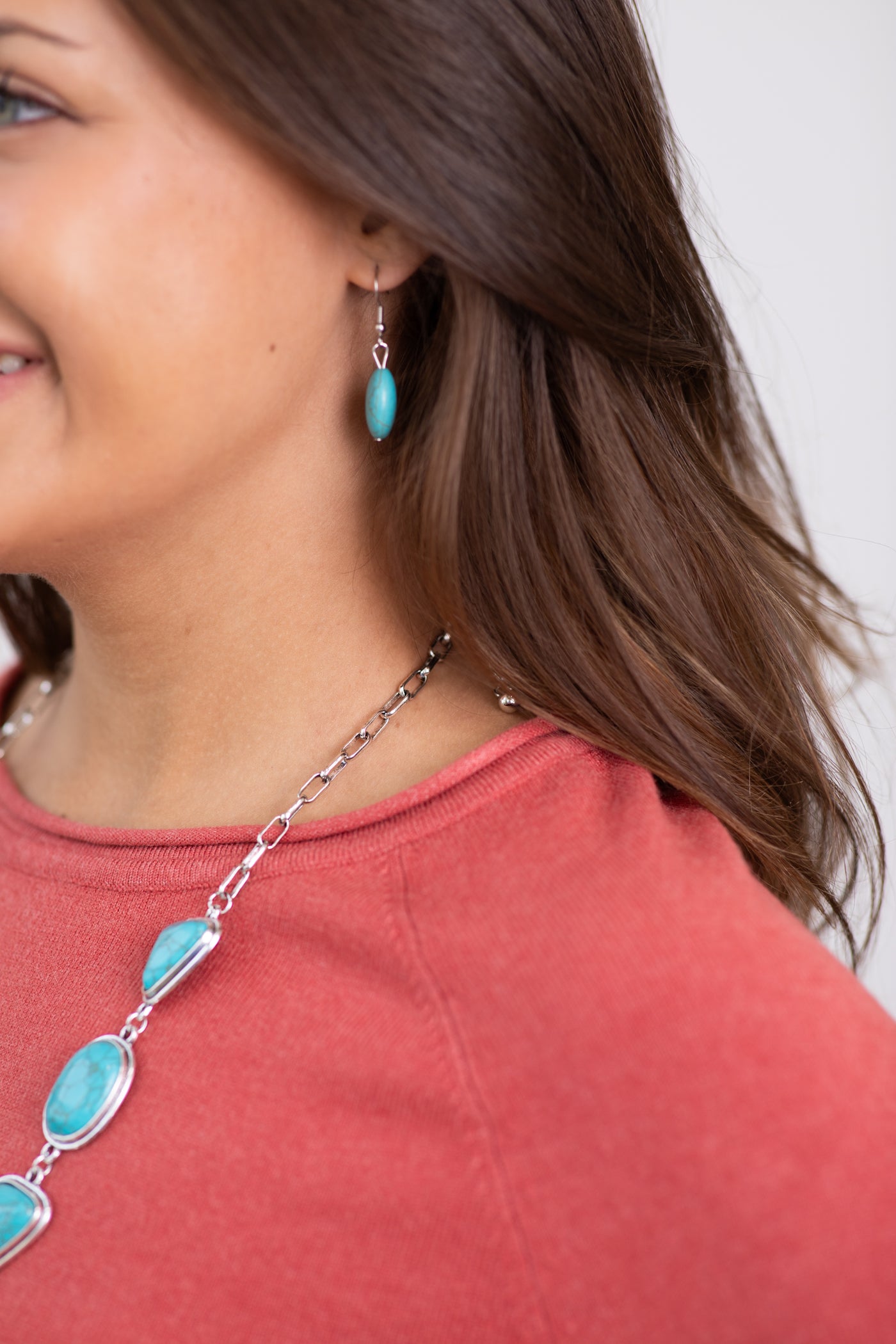 Turquoise Stone Necklace and Earring Set